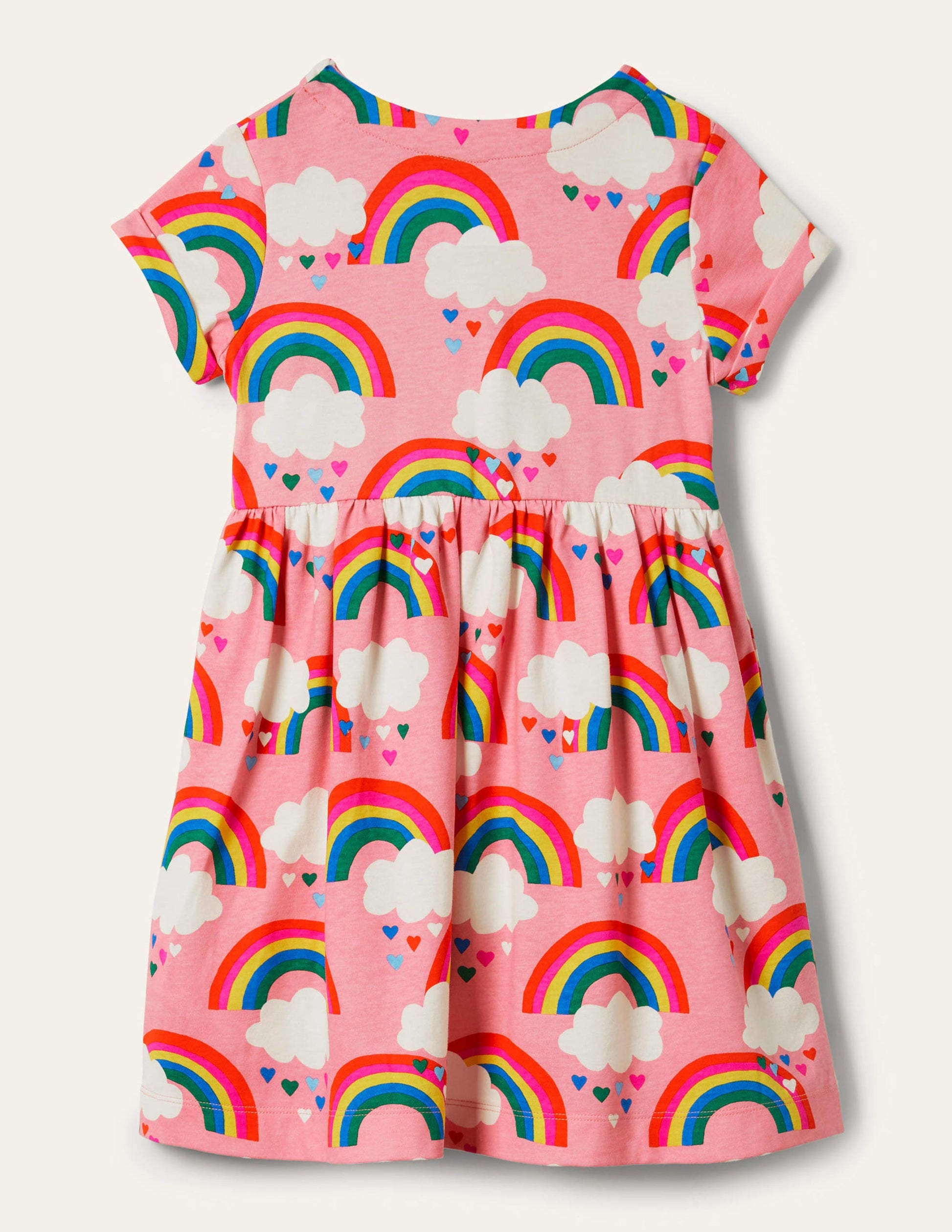 Short Sleeve Fun Jersey Dress-Pink Lemonade Rainbows-2
