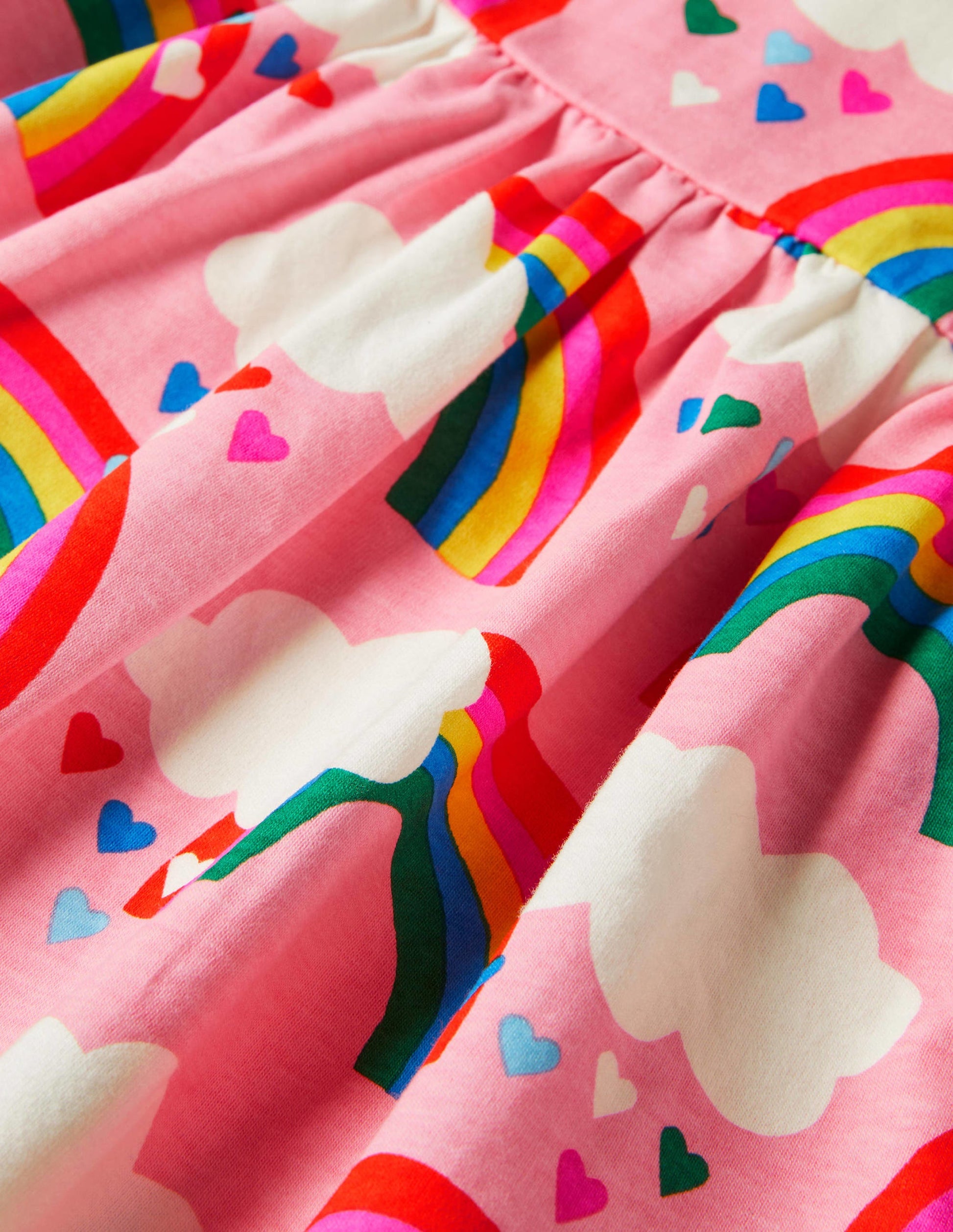 Short Sleeve Fun Jersey Dress-Pink Lemonade Rainbows-3