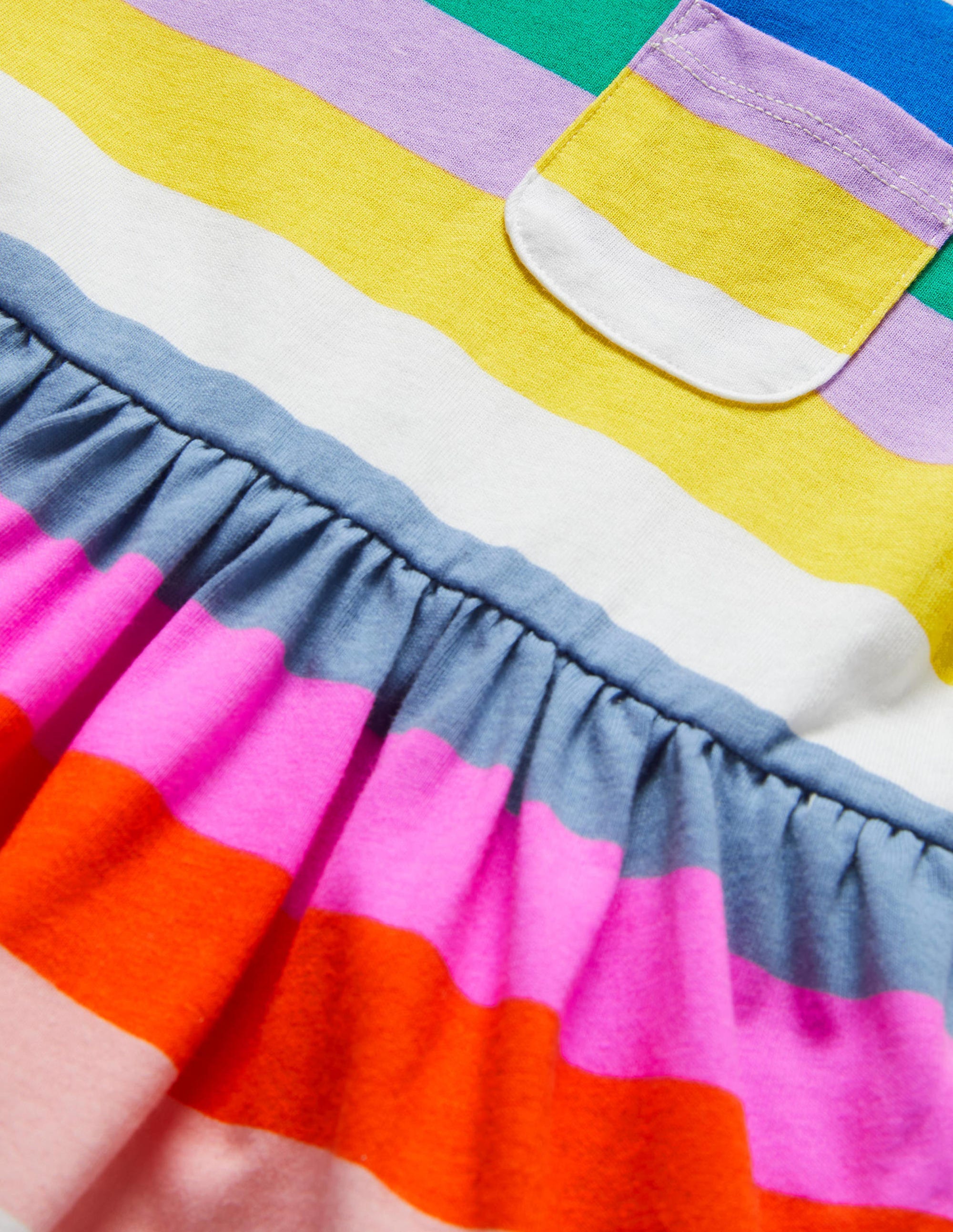 Short Sleeve Fun Jersey Dress-Multi Rainbow Stripe - Image 3