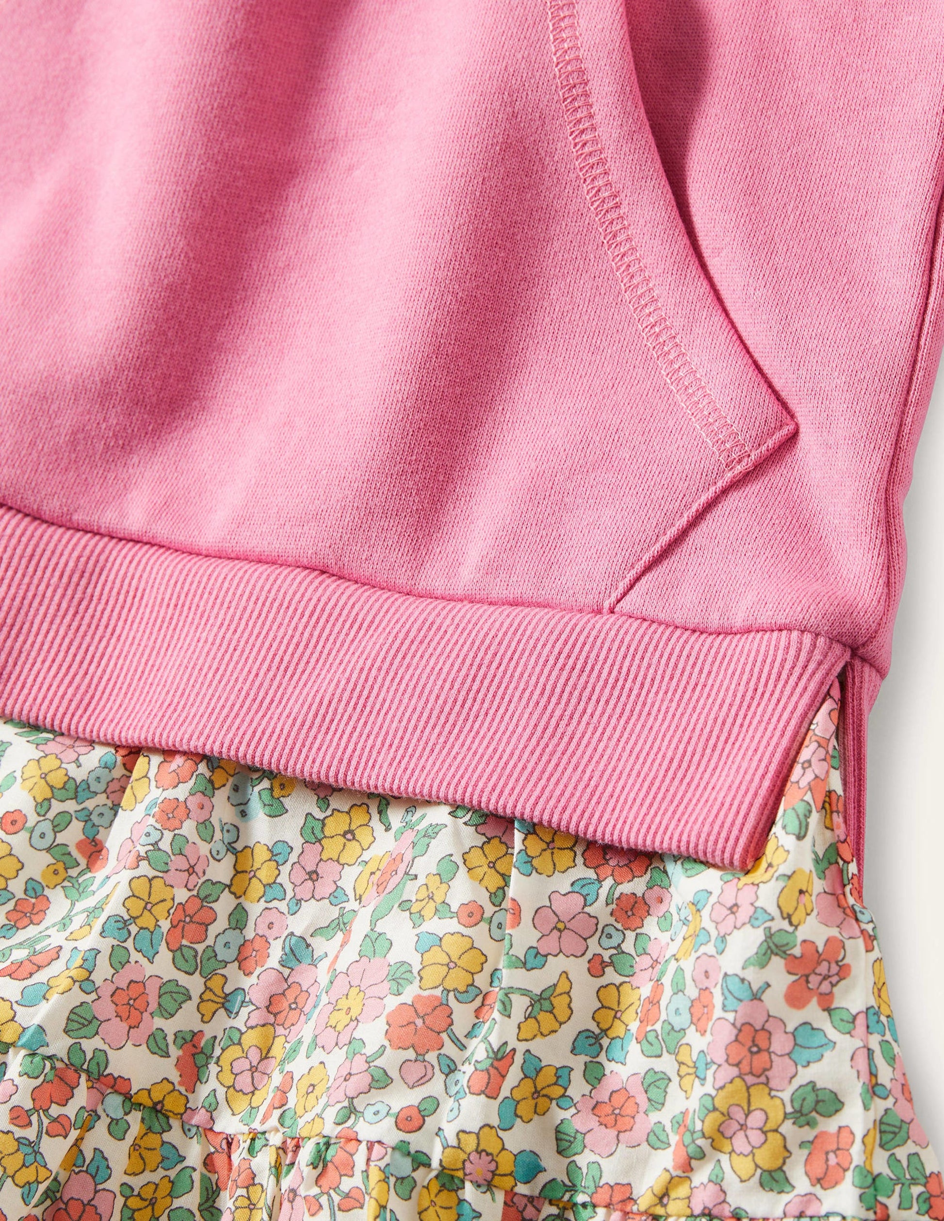 Cosy Hooded Sweat Dress-Pink Ditsy Floral-3