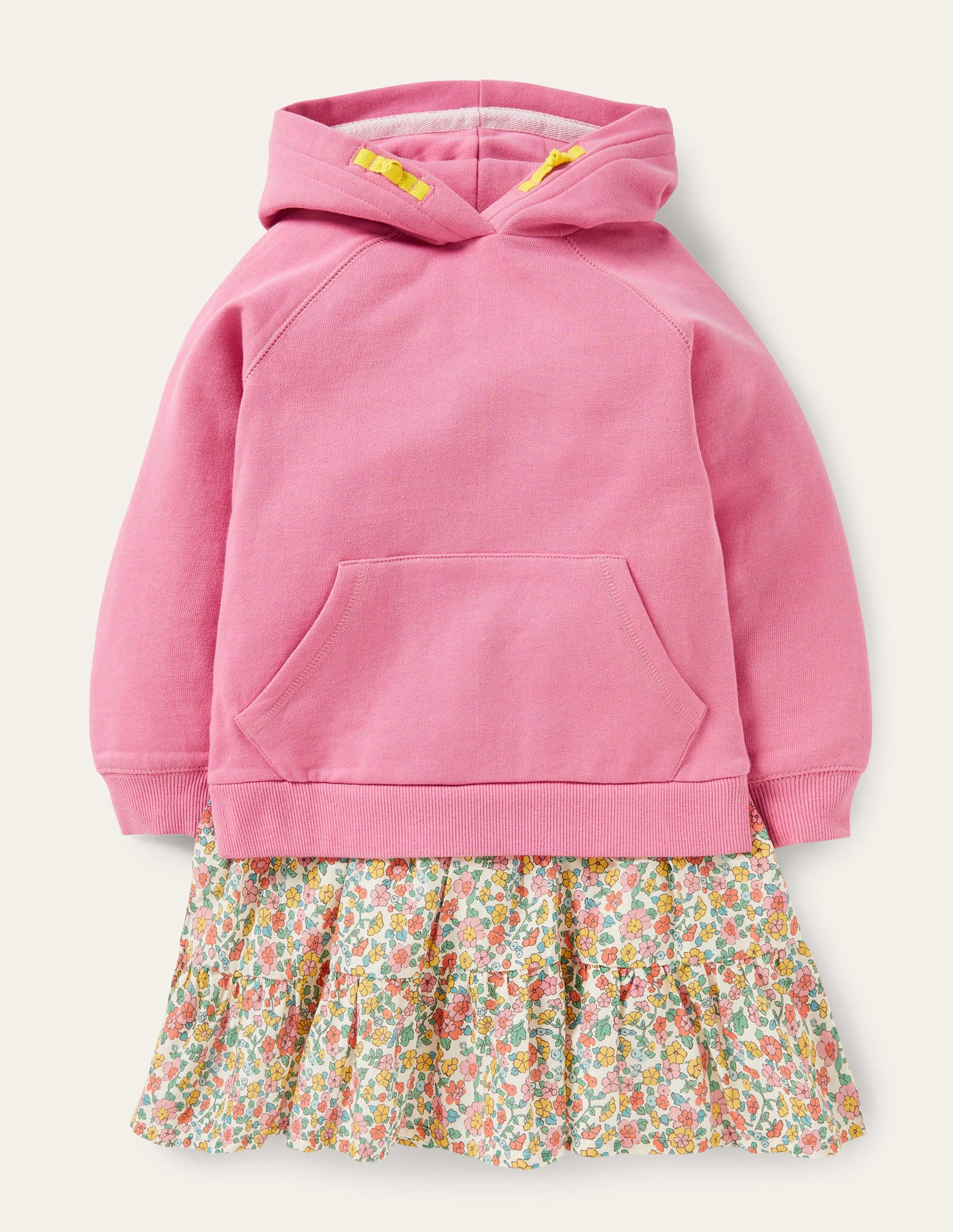 Cosy Hooded Sweat Dress-Pink Ditsy Floral - Image 1