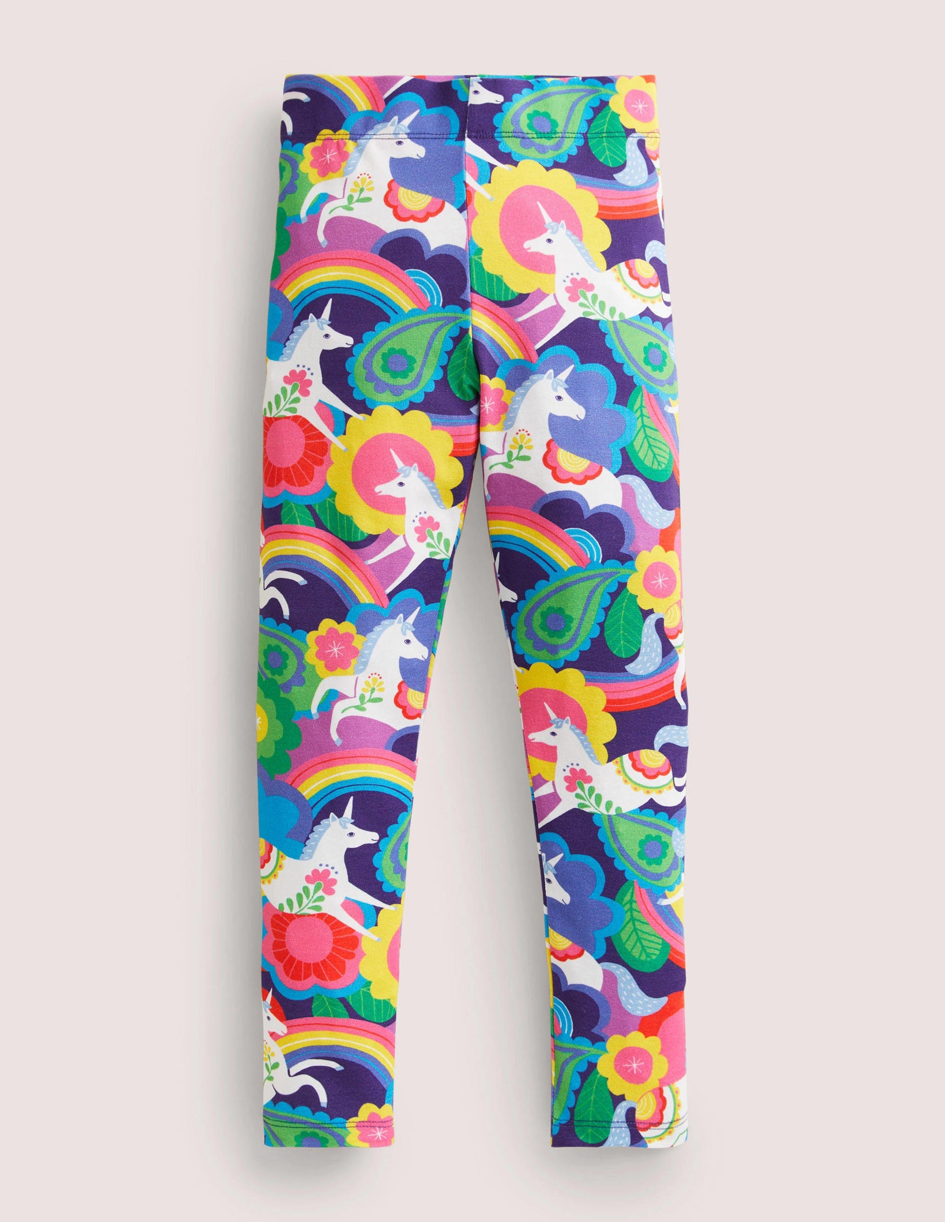 Fun Leggings-Multi Flowerpatch Unicorns-1