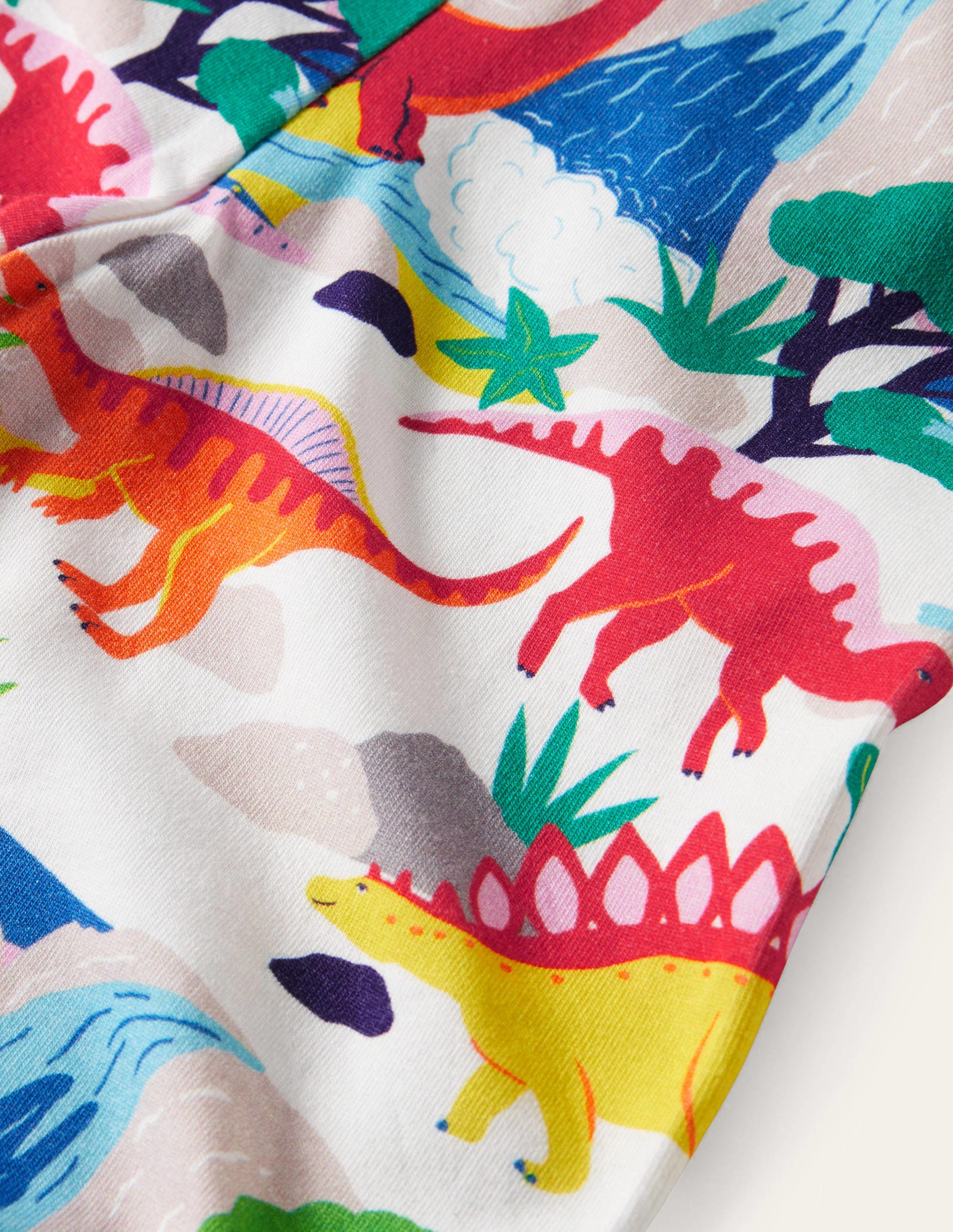 White Dinosaur Print Leggings-Ivory Dinosaur Sunset - Image 3