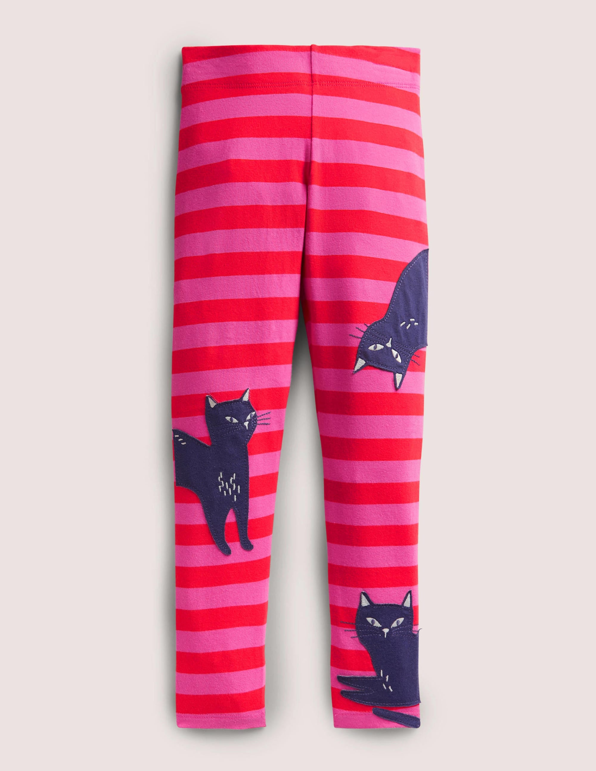 Pink Stripe Cat Print Halloween Leggings-Tickled Pink Cats - Image 1