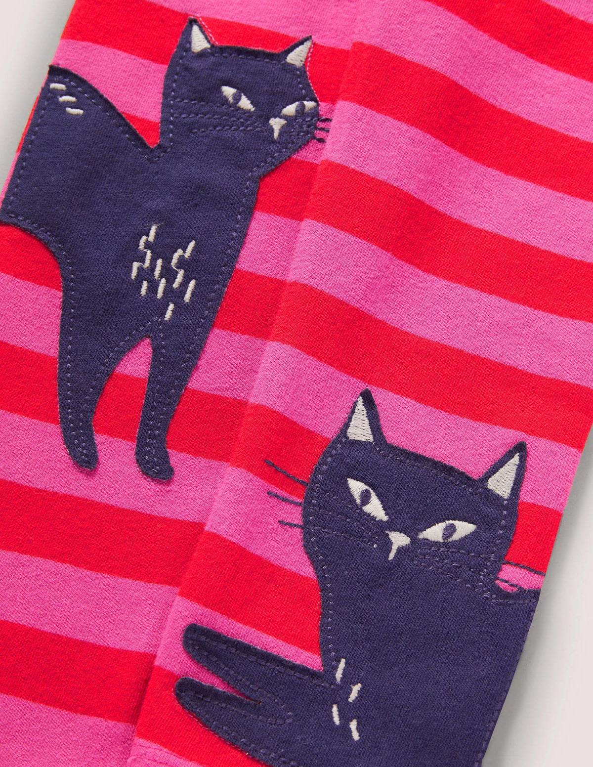 Pink Stripe Cat Print Halloween Leggings-Tickled Pink Cats-3