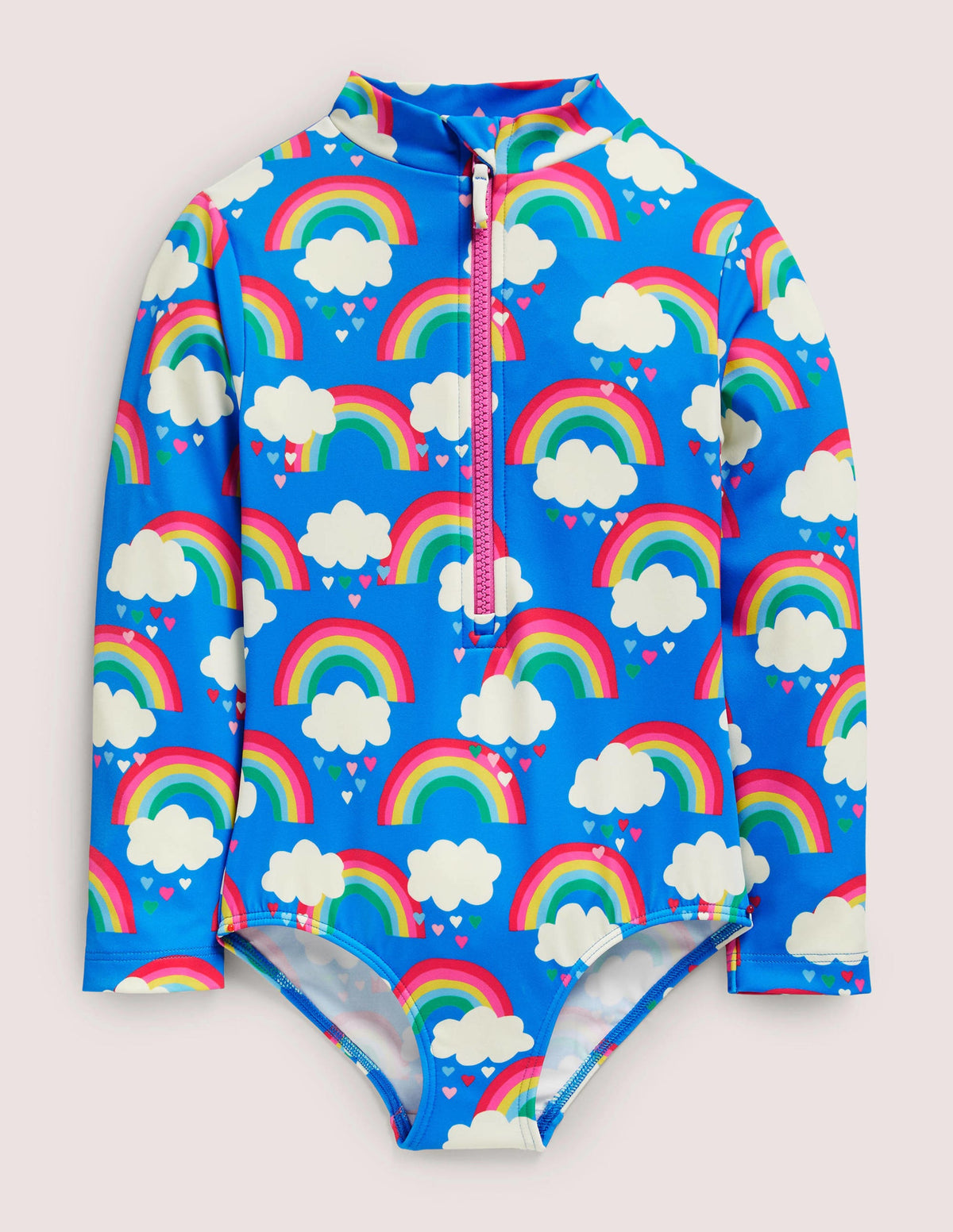 Long-sleeved Swimsuit-Moroccan Blue Rainbows - Image 1