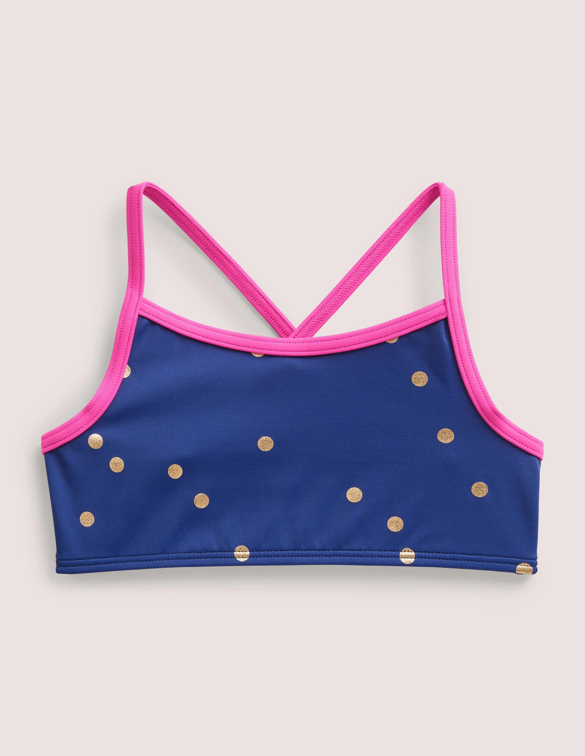 Patterned Bikini Top-Harmony Blue Gold Spot-1