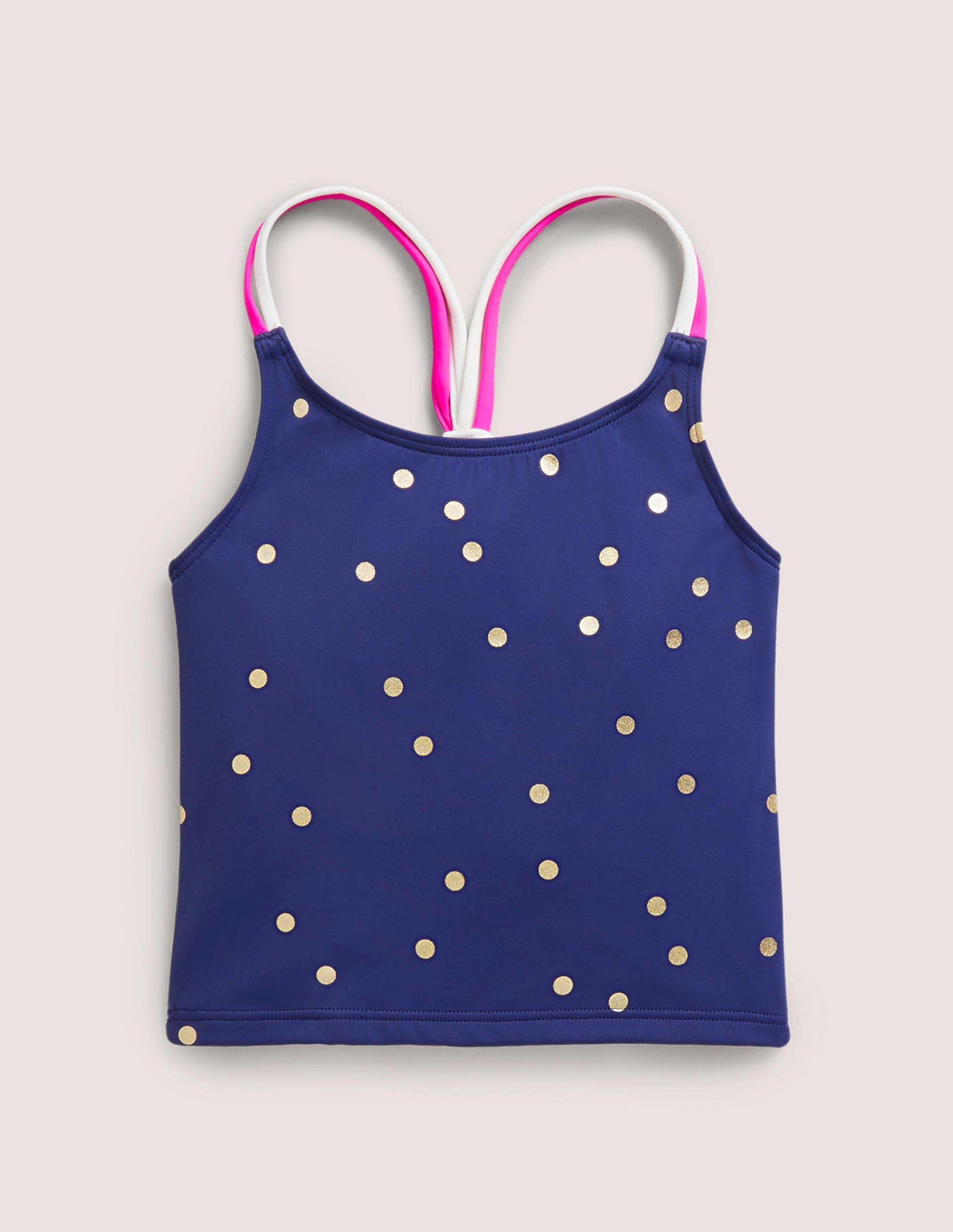 Patterned Tankini Top-Harmony Blue Gold Spot-1