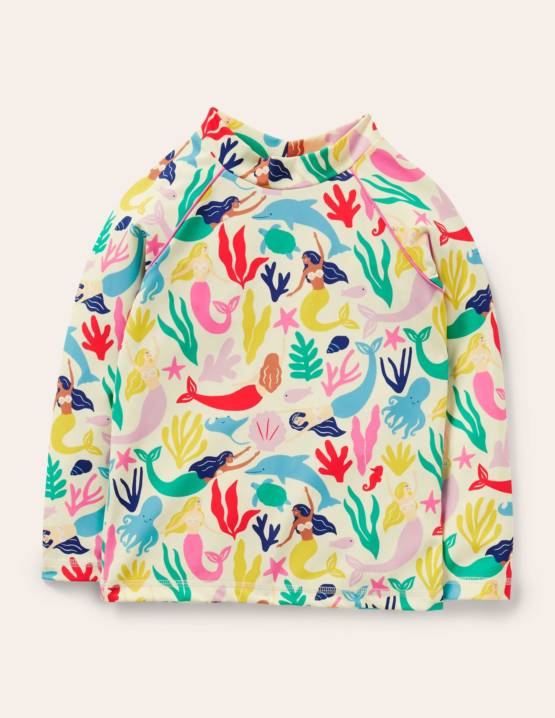 Patterned Rash Guard-Multi Mermaids-1