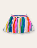 Printed Jersey Skort-Multi Rainbow Stripe