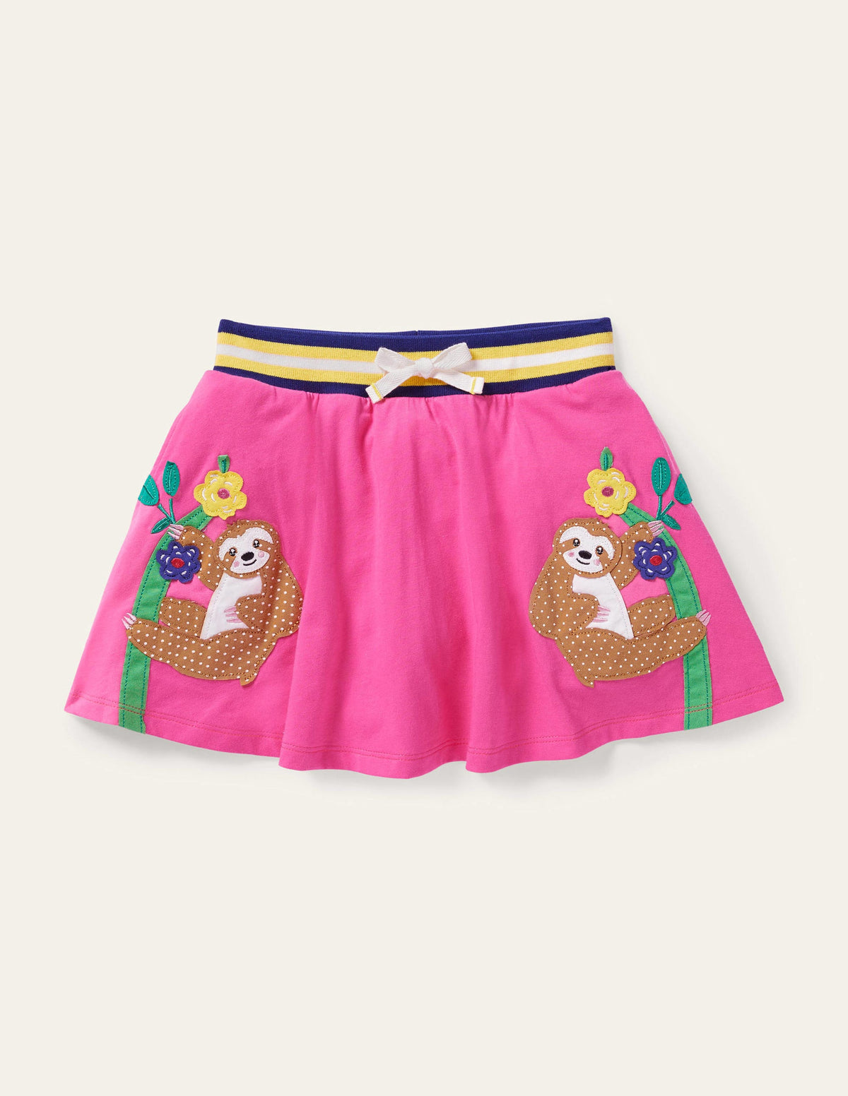 Applique Jersey Skort-Bright Petal Pink Sloth-1