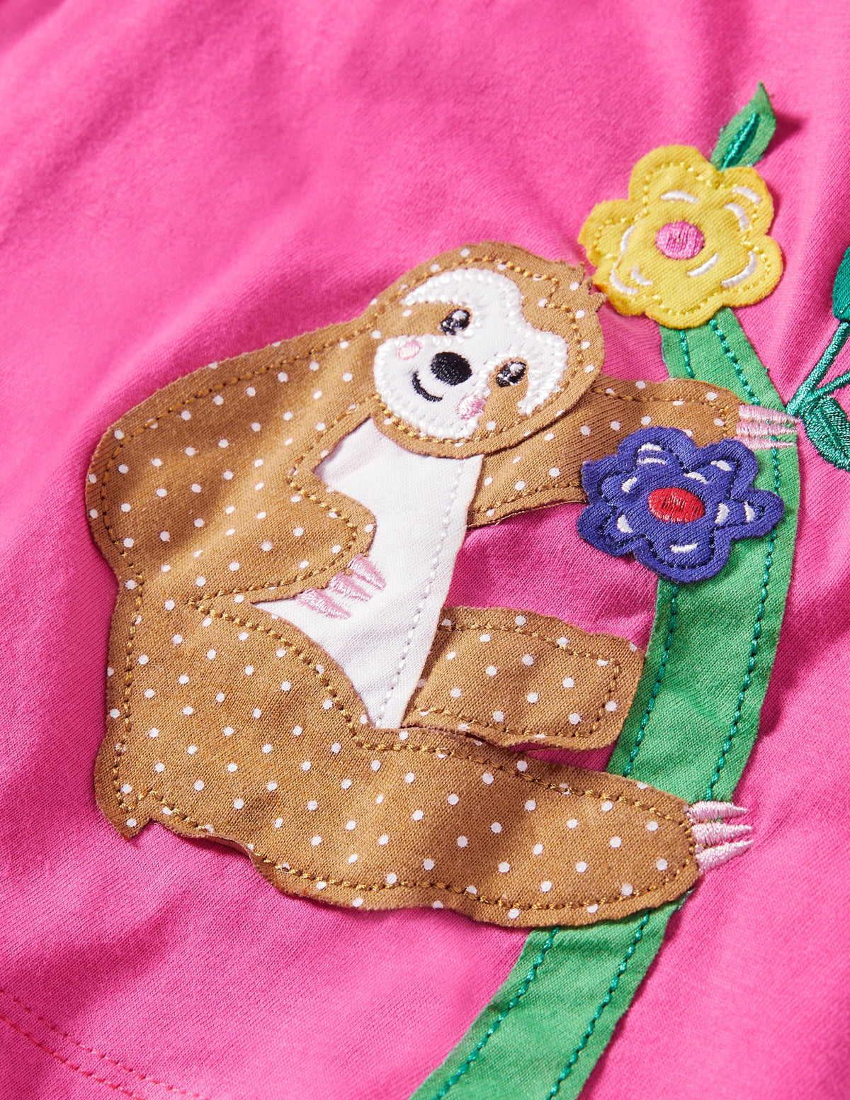 Applique Jersey Skort-Bright Petal Pink Sloth - Image 3