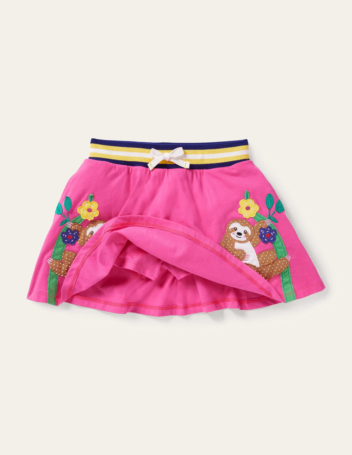 Applique Jersey Skort-Bright Petal Pink Sloth - Image 4