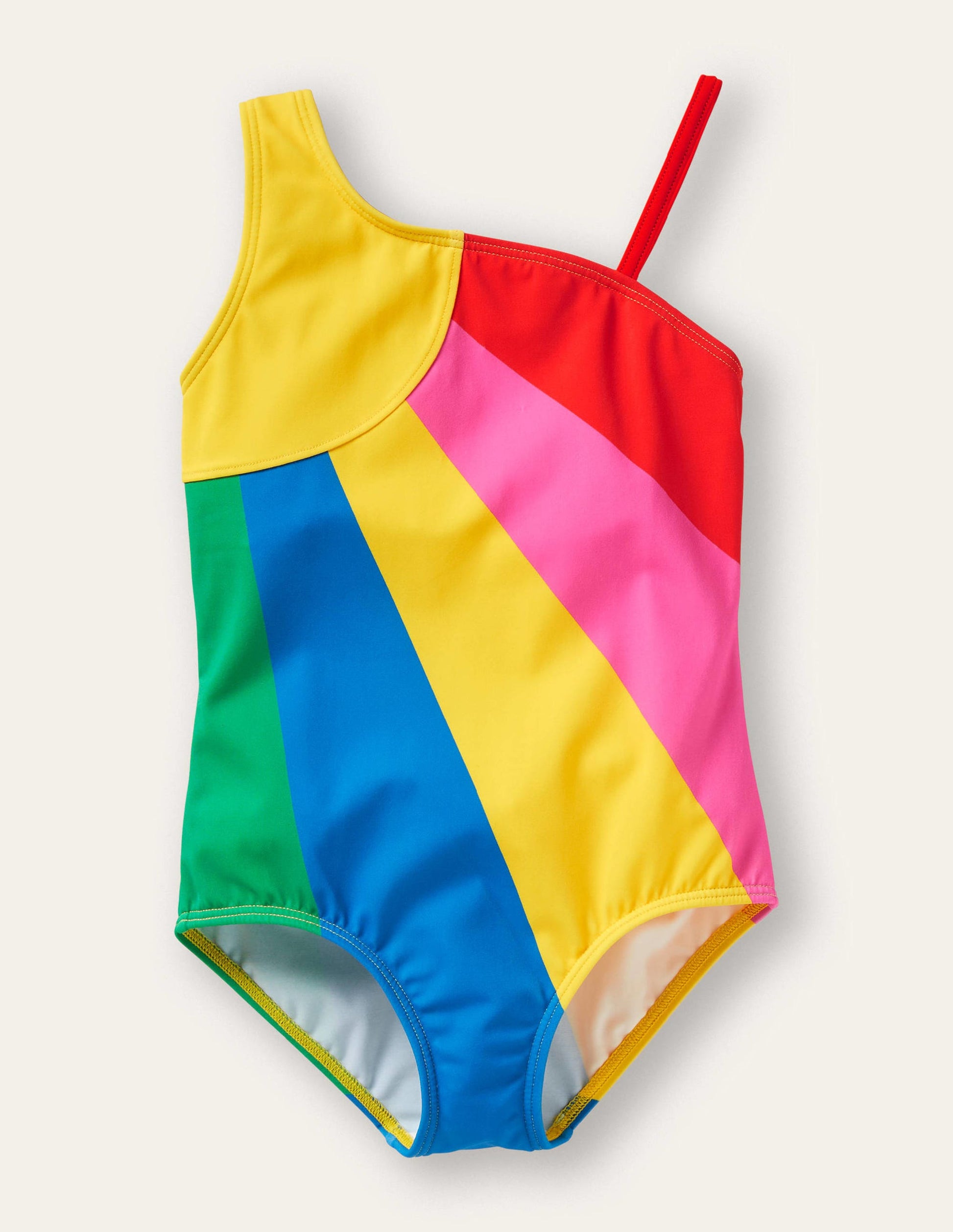 One Shoulder Swimsuit-Multi Sunray-1