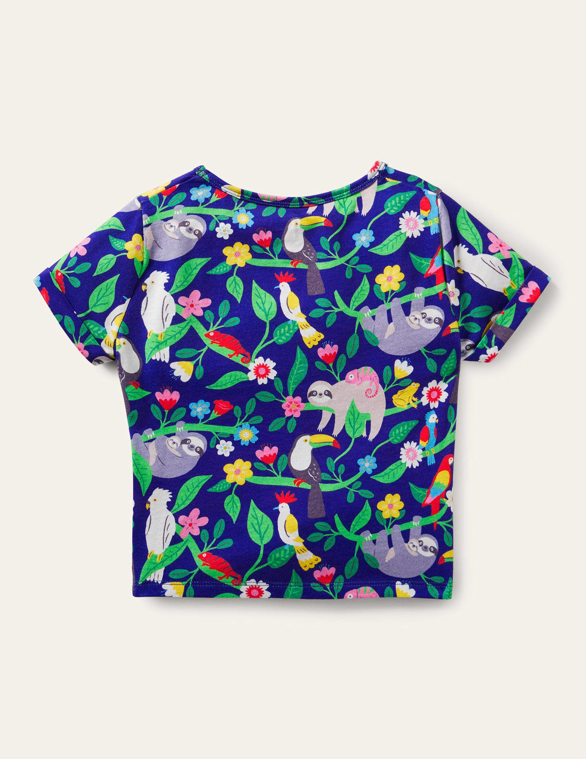 Tie-front T-shirt-Blue Wave Sloth-2