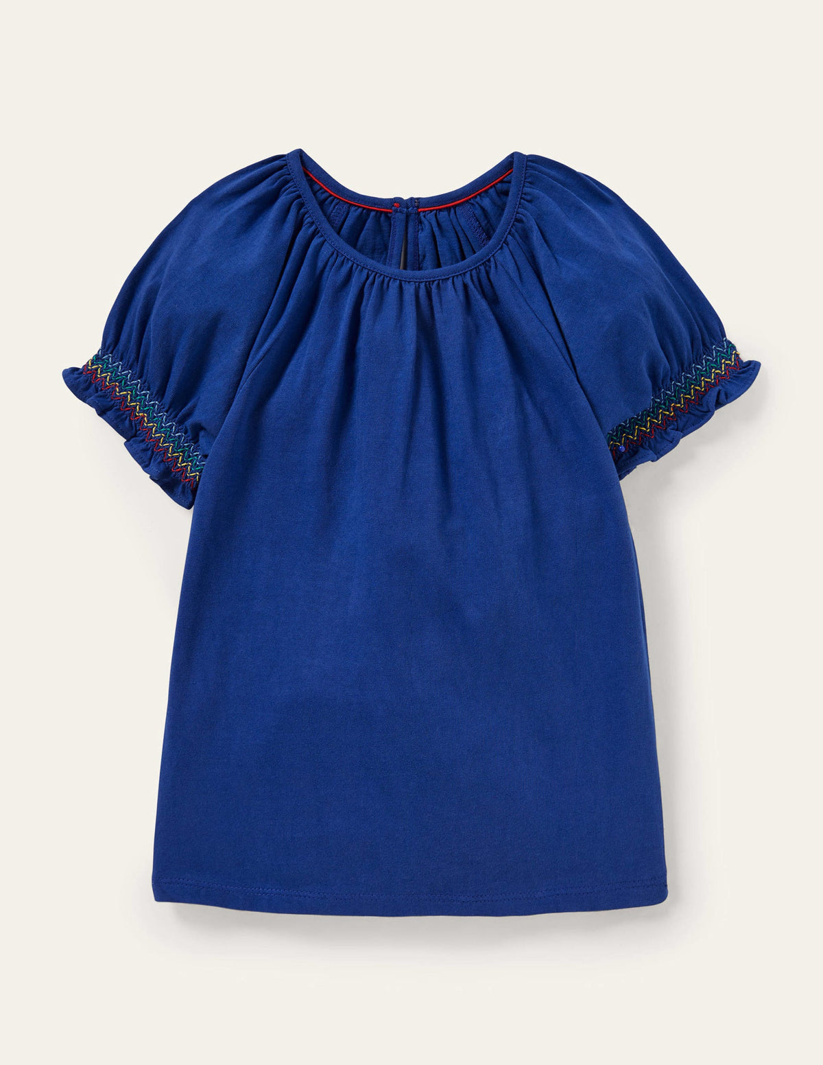 Smocked Raglan T-shirt-Blue Wave-1