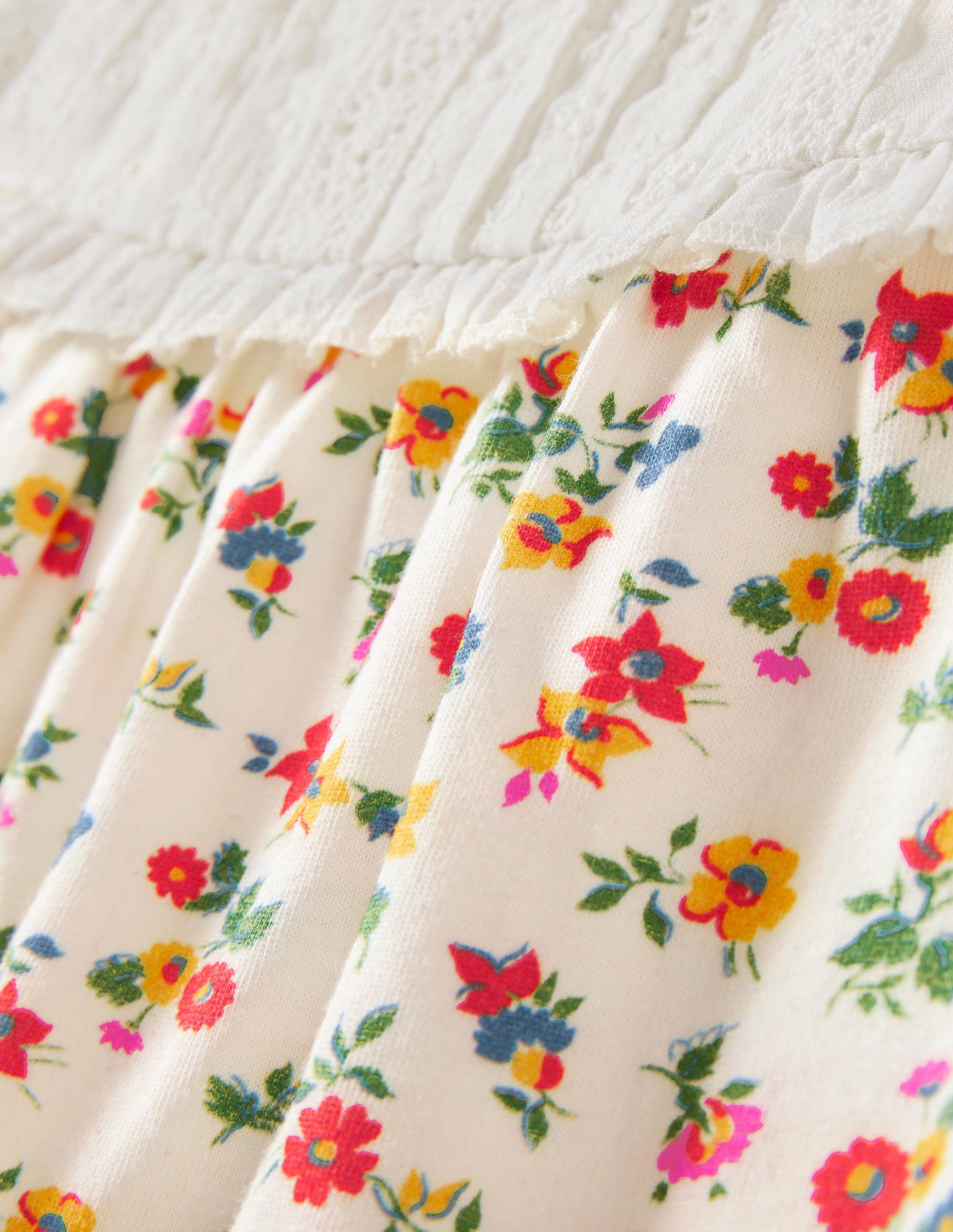 Broderie Yoke Top-Multi Patchwork Floral - Image 3
