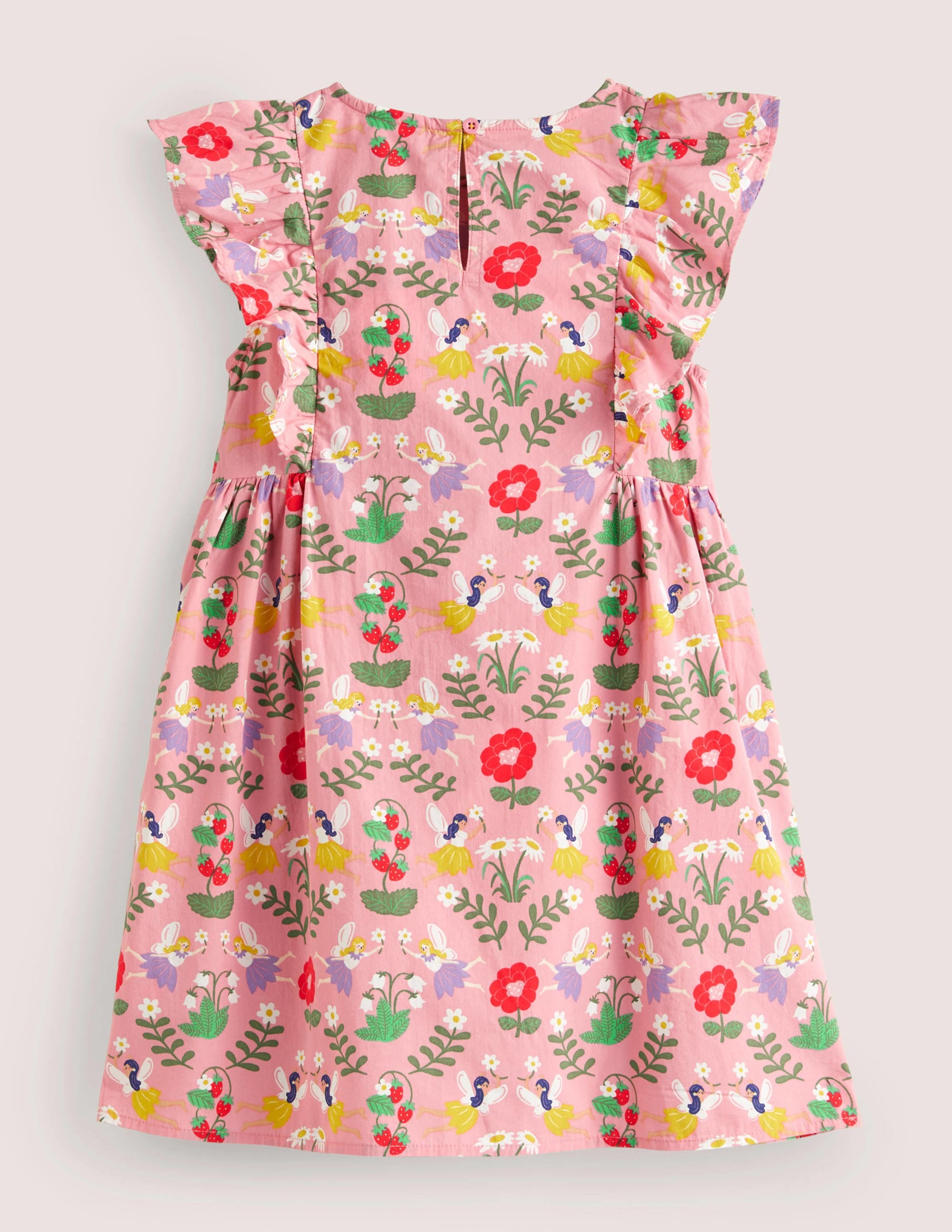 Frill Sleeve Printed Dress-Pink Fairies - Image 2