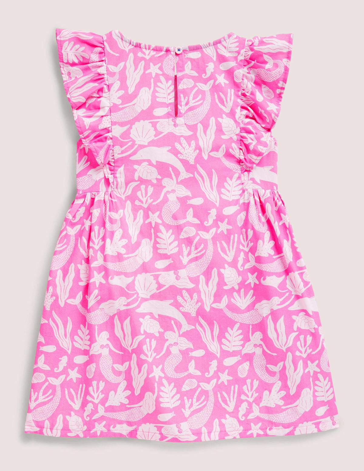 Frill Sleeve Printed Dress-Strawberry Ice Pink Mermaids - Image 2