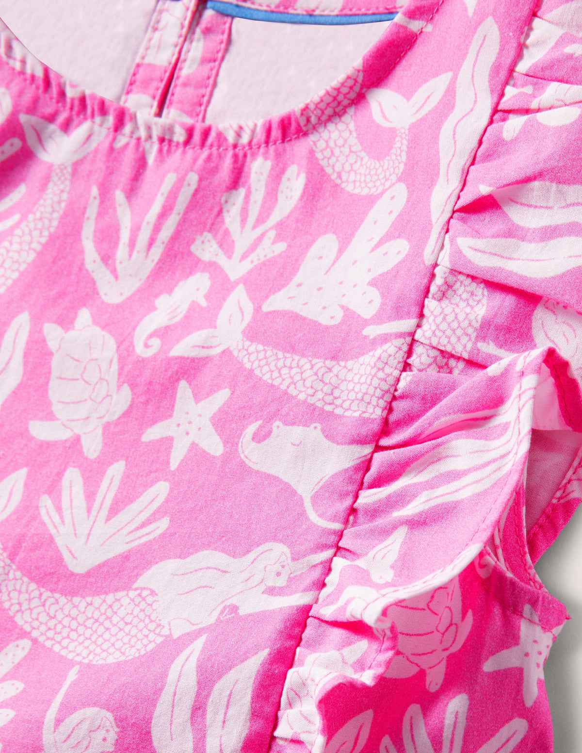 Frill Sleeve Printed Dress-Strawberry Ice Pink Mermaids-3
