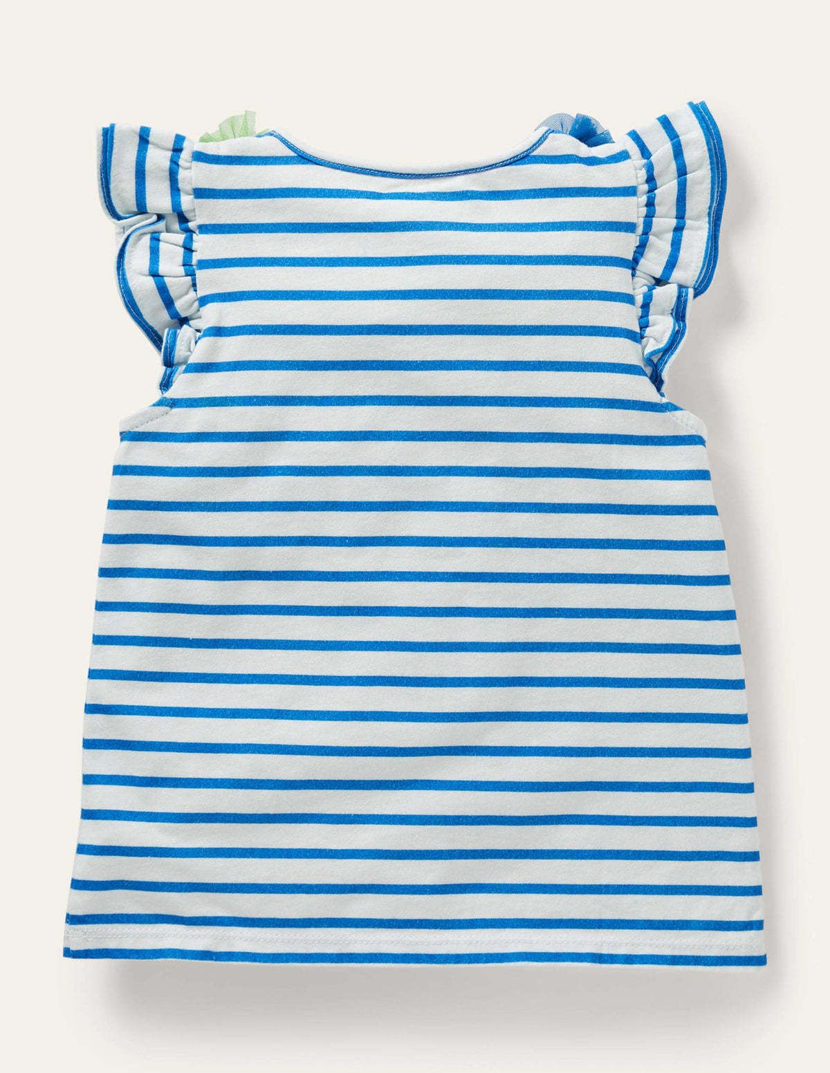 Ruffle Interest Logo T-shirt-Ivory / Bright Marina Floral - Image 2