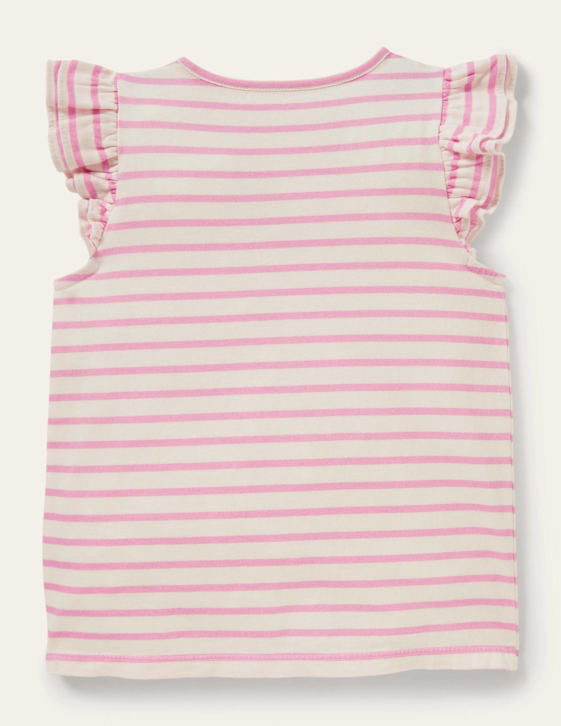 Ruffle Interest Logo T-shirt-Ivory / Rosebay Floral-2