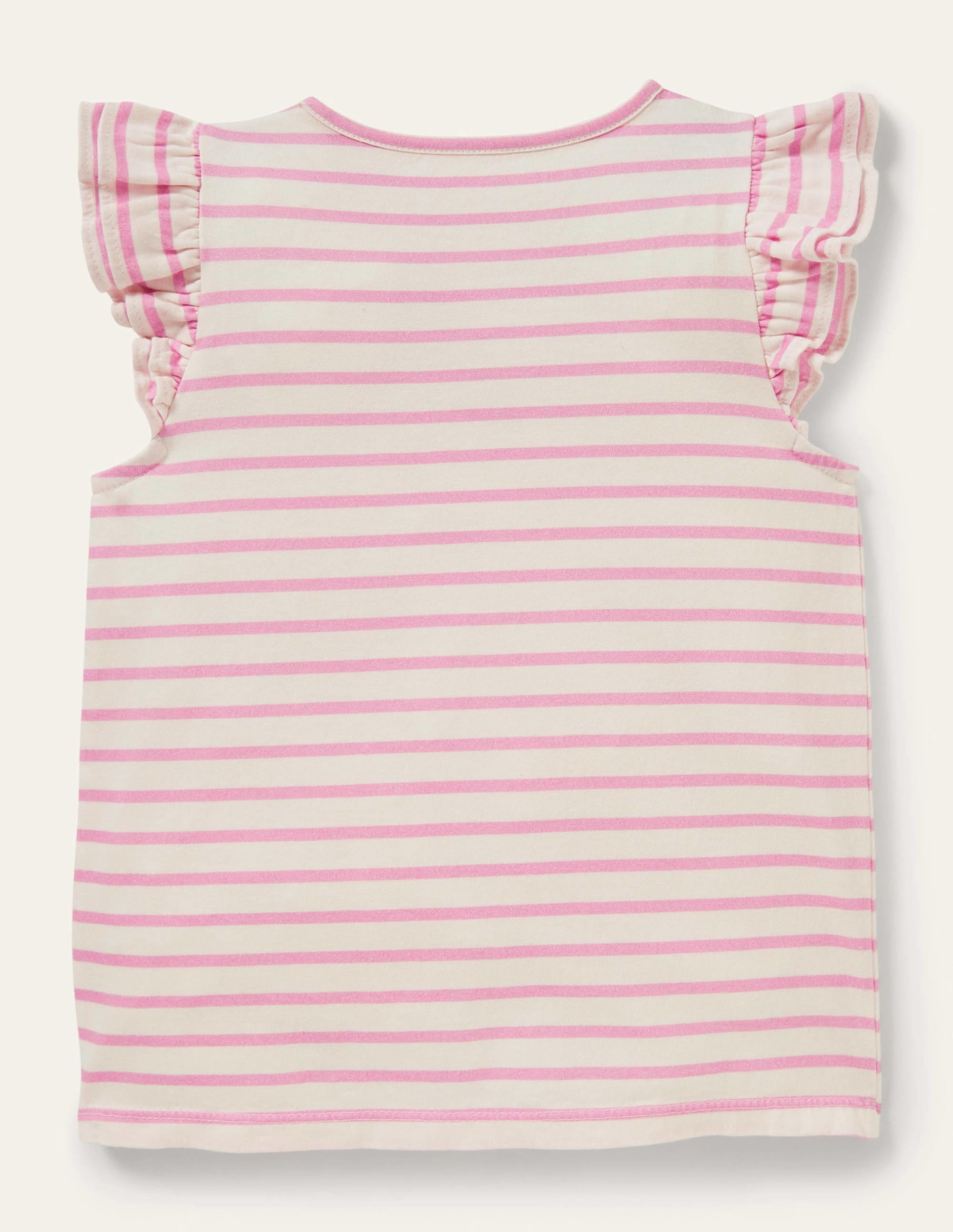 Ruffle Interest Logo T-shirt-Ivory / Rosebay Floral - Image 2