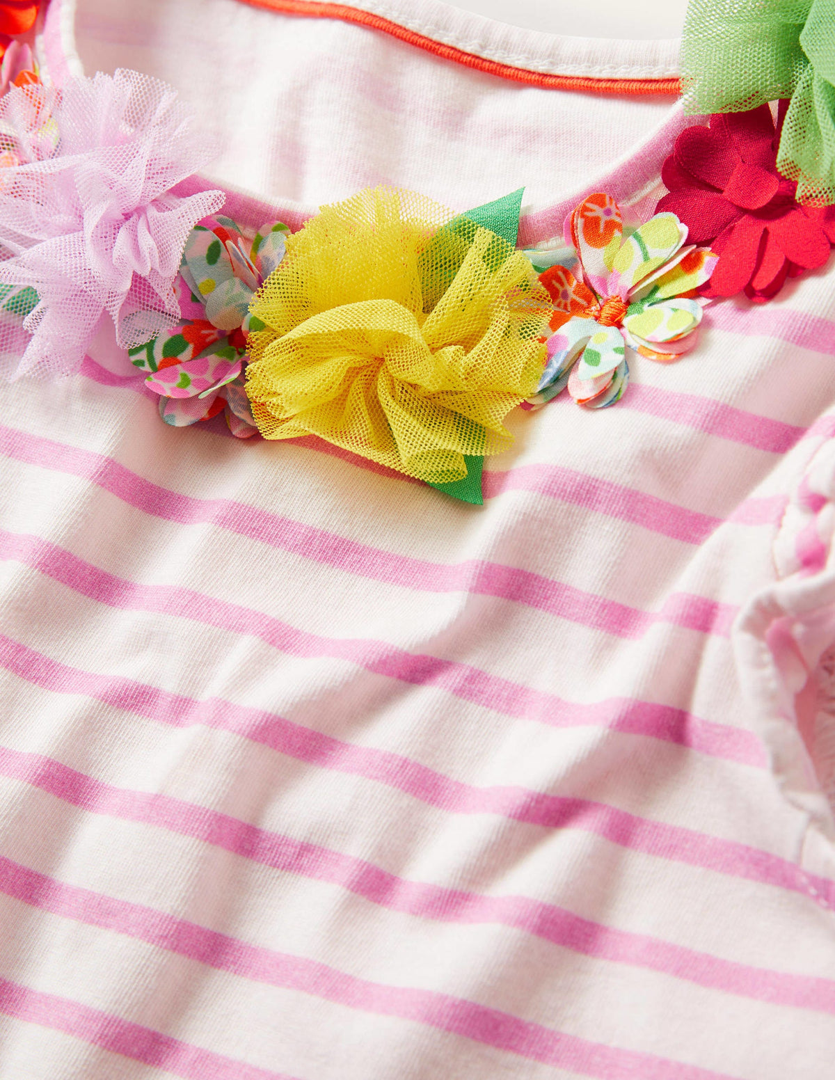 Ruffle Interest Logo T-shirt-Ivory / Rosebay Floral-3