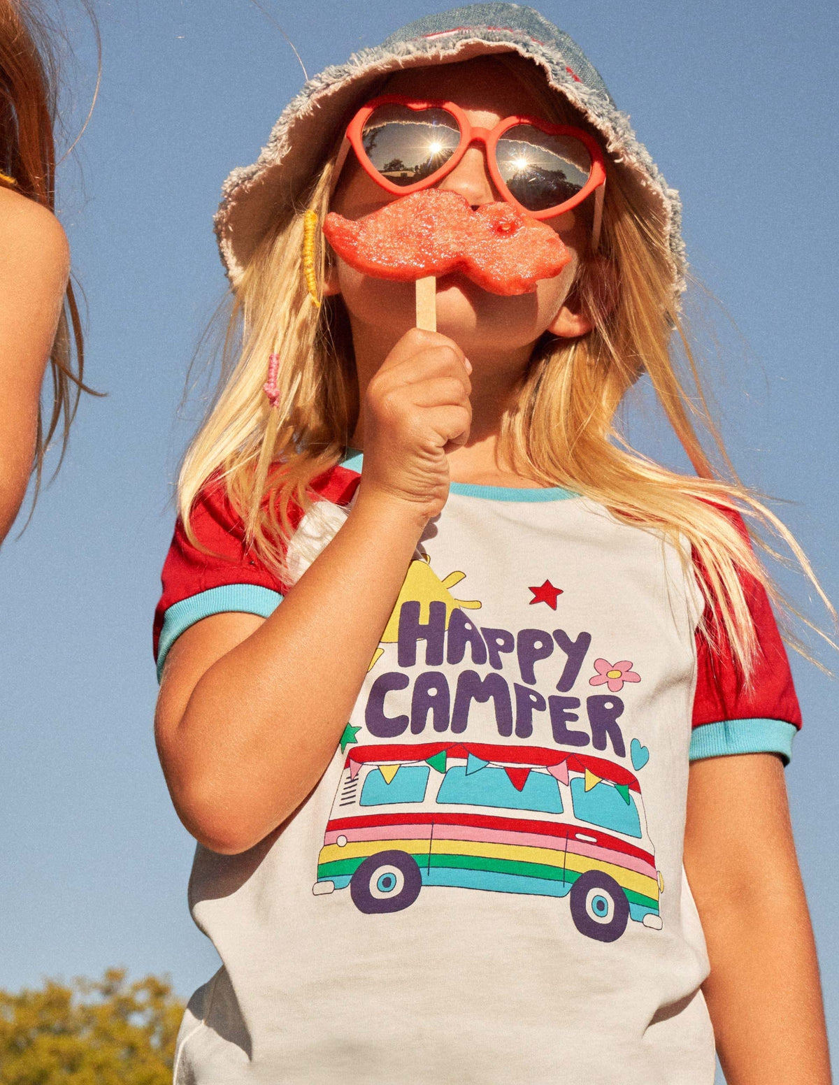 Printed Graphic Raglan T-shirt-Fire Red Campervan-8