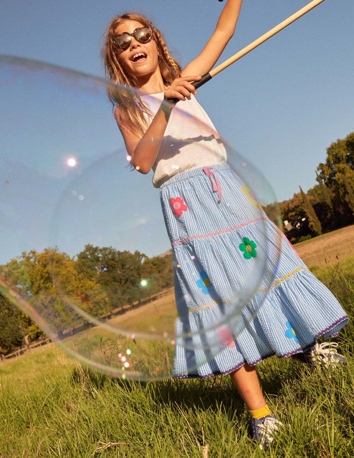 Midi Skirt-Surfboard Blue/Ivory Ticking-6