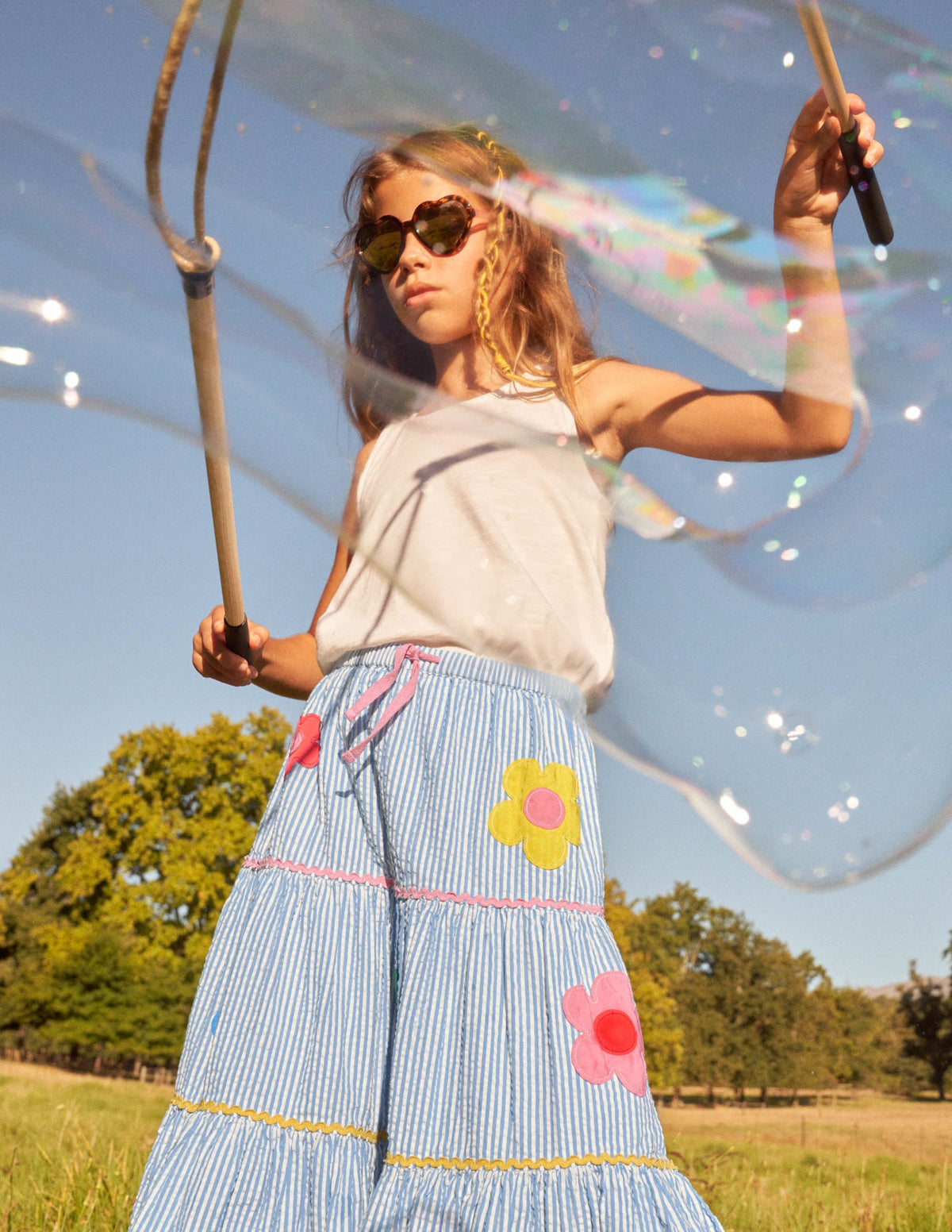 Midi Skirt-Surfboard Blue/Ivory Ticking - Image 10