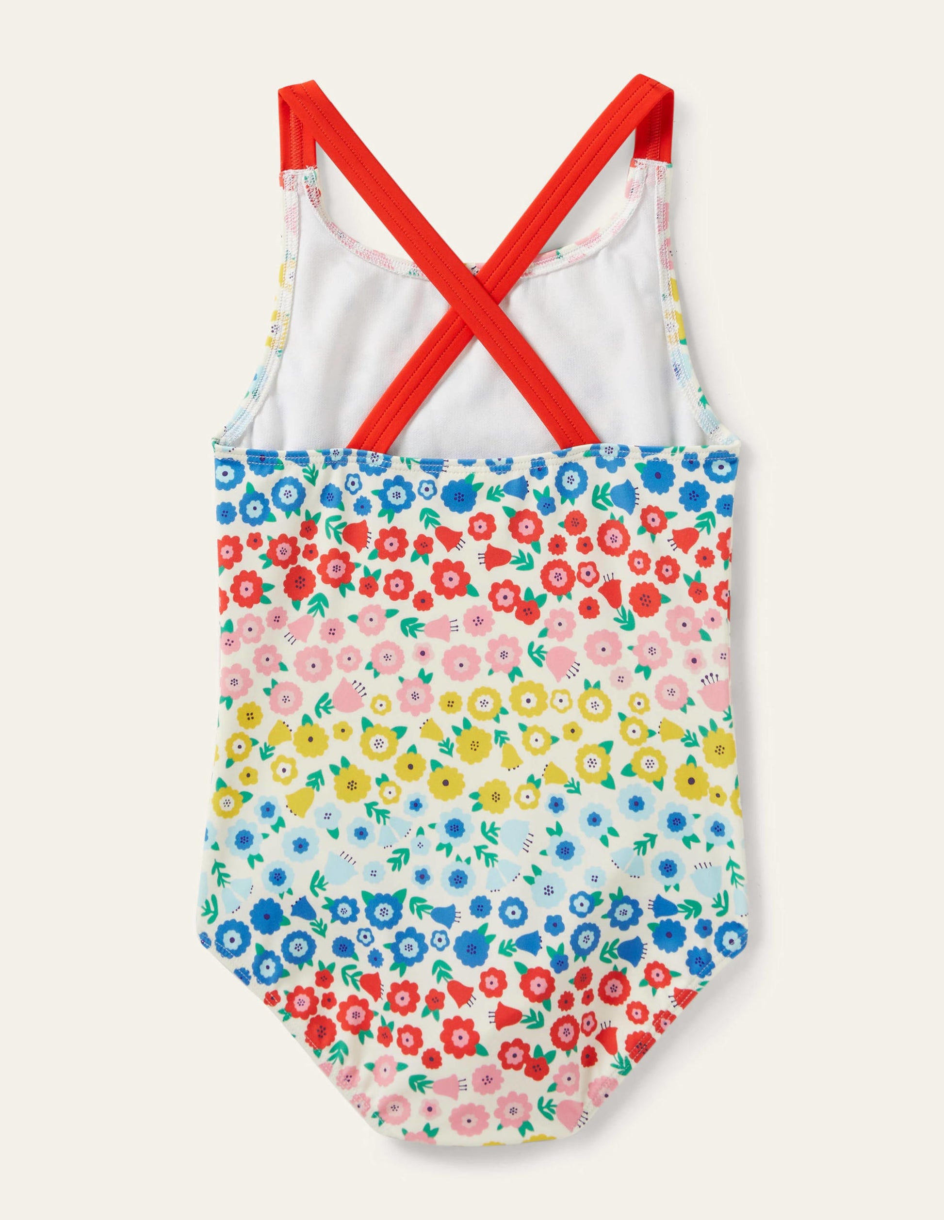 Cross-back Printed Swimsuit-Multi Floral Stripe-2