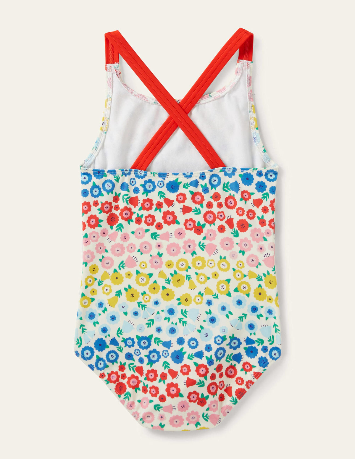 Cross-back Printed Swimsuit-Multi Floral Stripe - Image 2