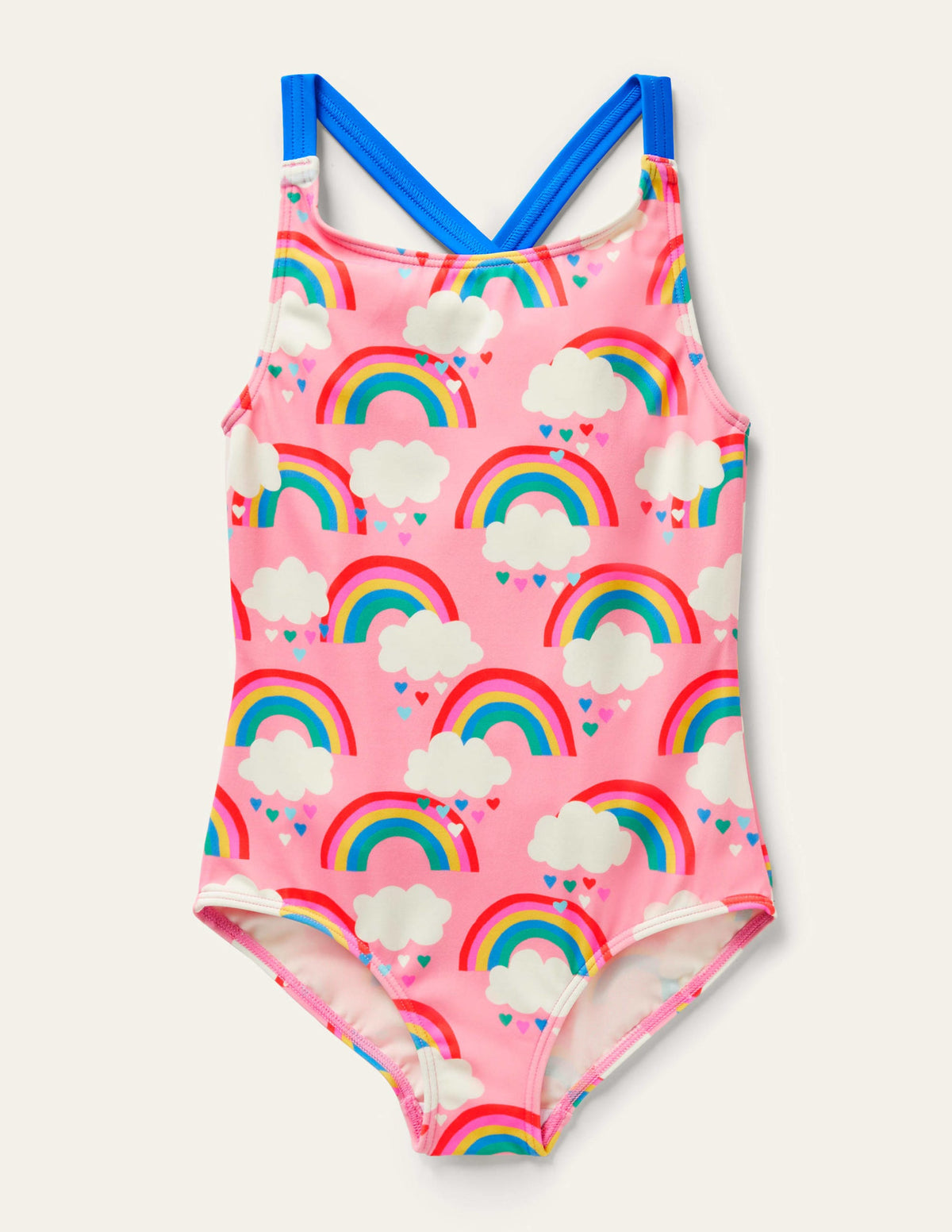 Cross-back Printed Swimsuit-Pink Lemonade Rainbows - Image 1