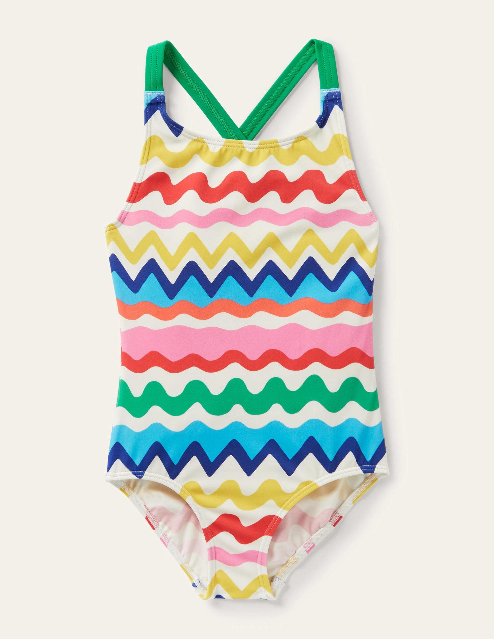 Cross-back Printed Swimsuit-Multi Ric Rac Stripe-1