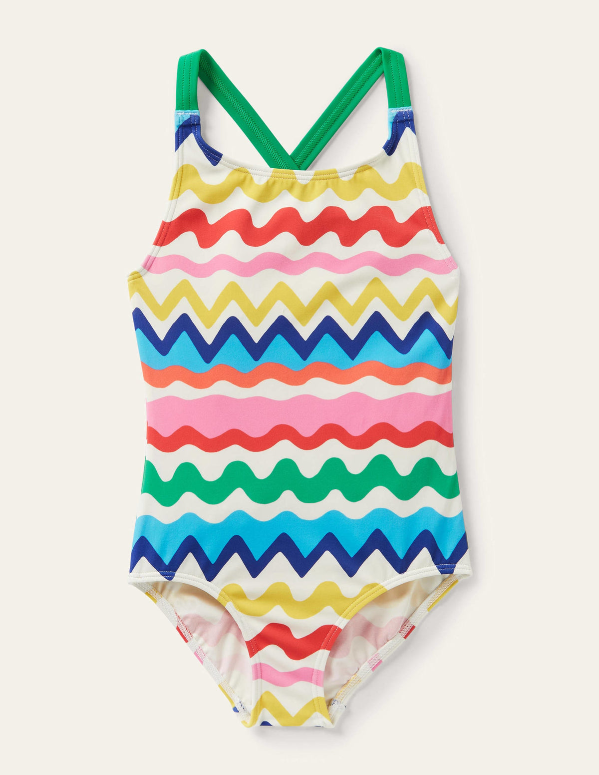 Cross-back Printed Swimsuit-Multi Ric Rac Stripe - Image 1