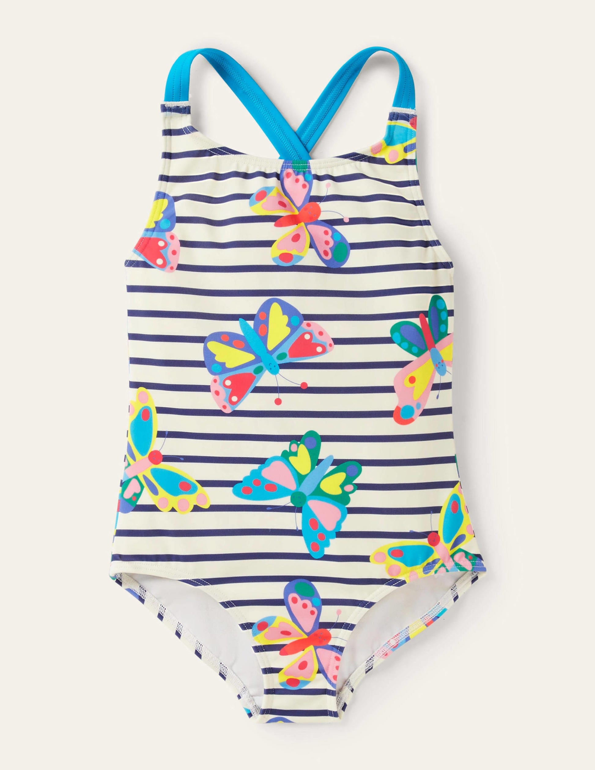 Cross-back Printed Swimsuit-Multi Butterfly Breton-1