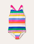 Cross-back Printed Swimsuit-Rainbow Multi