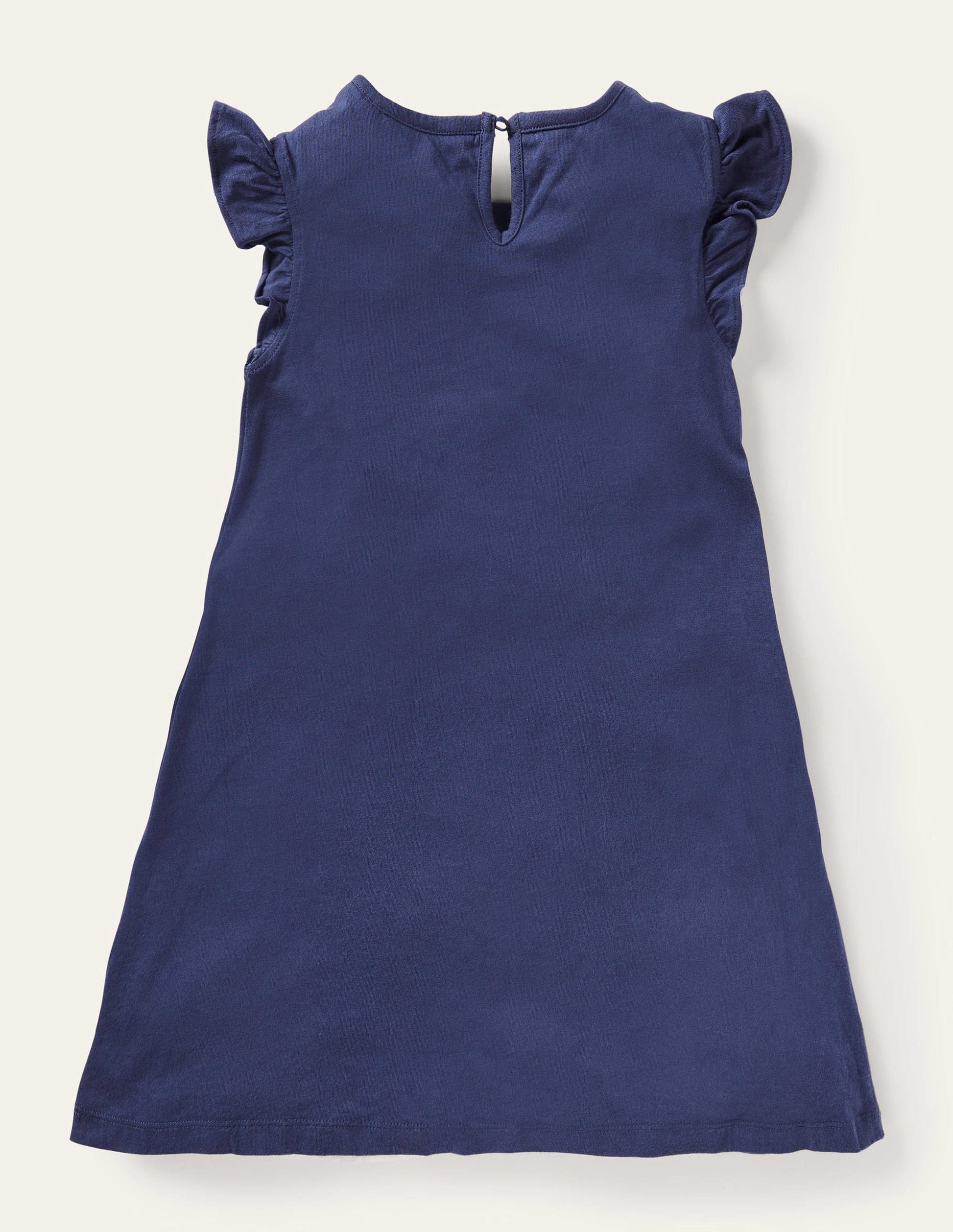 Frill Sleeve Appliqué Dress-Starboard Navy Dinosaurs-2