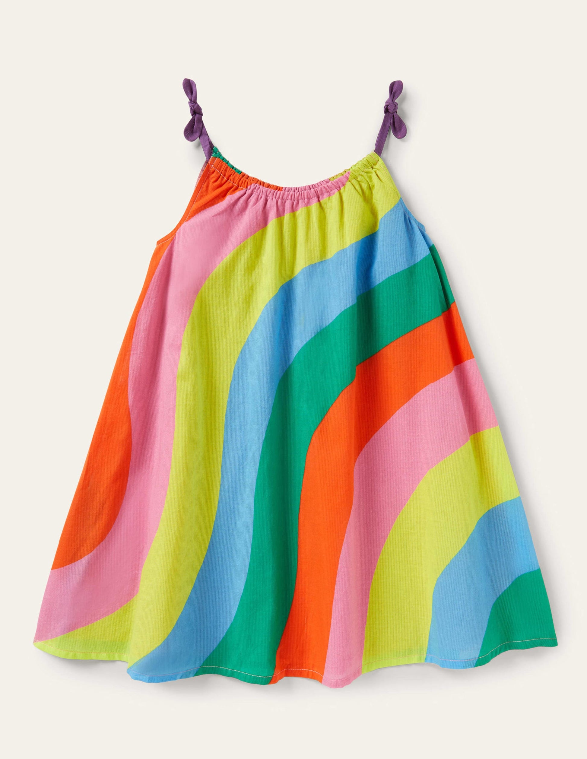 Strappy Woven Dress-Multi Rainbow Wave-1