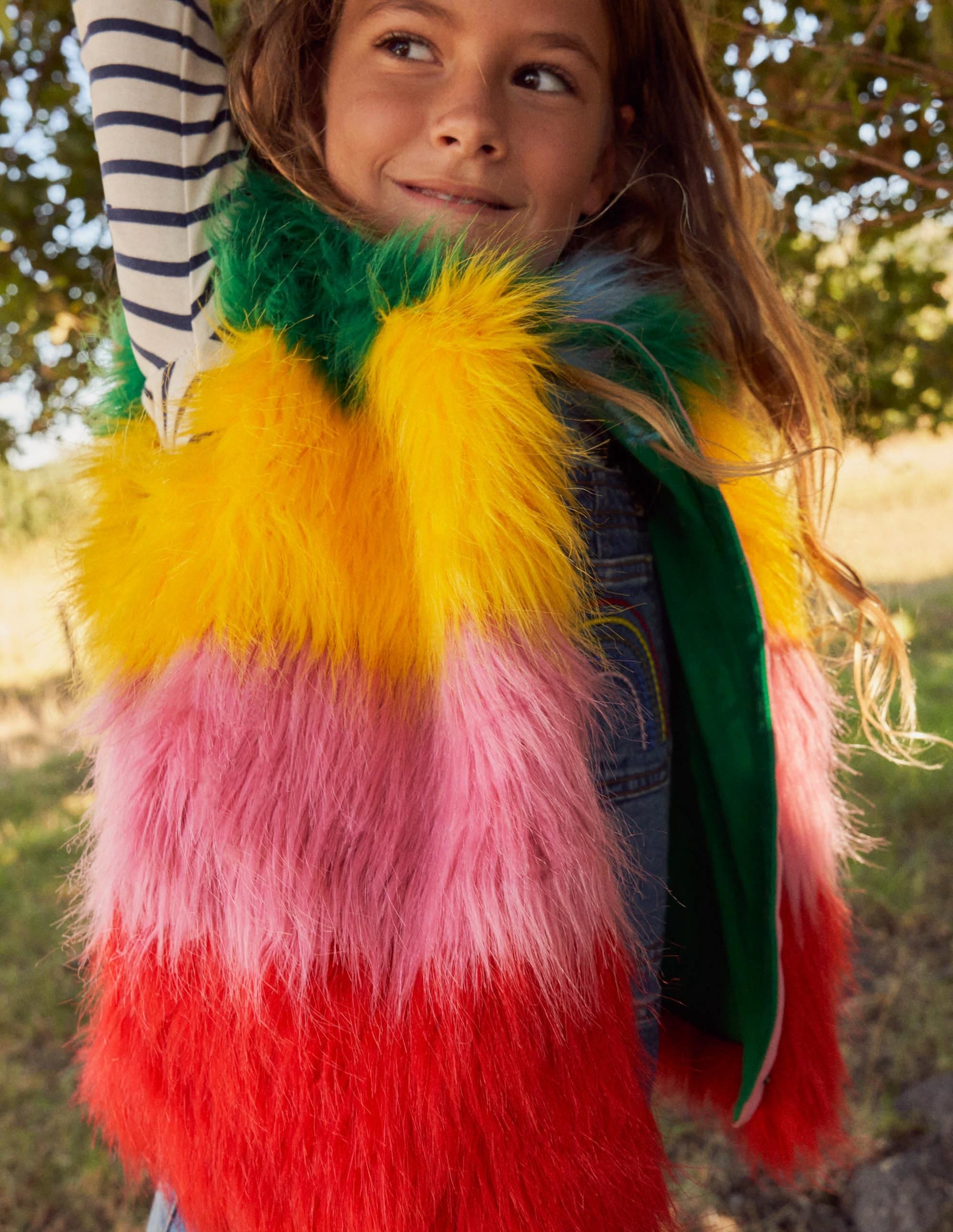 Faux Fur Vest-Multi Rainbow - Image 4