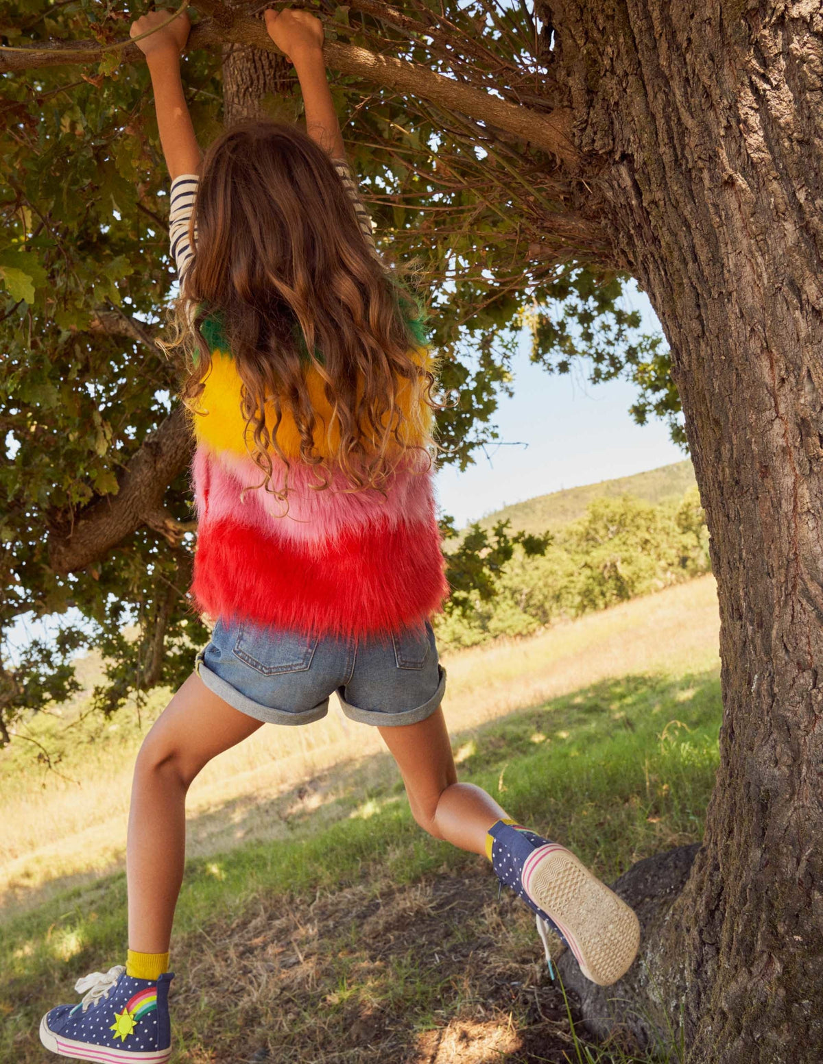 Faux Fur Vest-Multi Rainbow-5