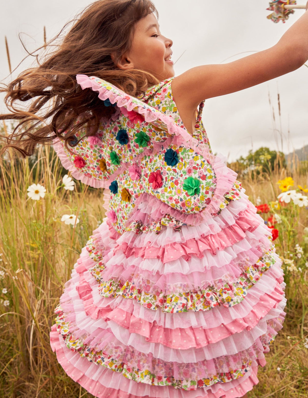 Tulle Ruffle Dress-Formica / Ivory Ditsy Floral - Image 6