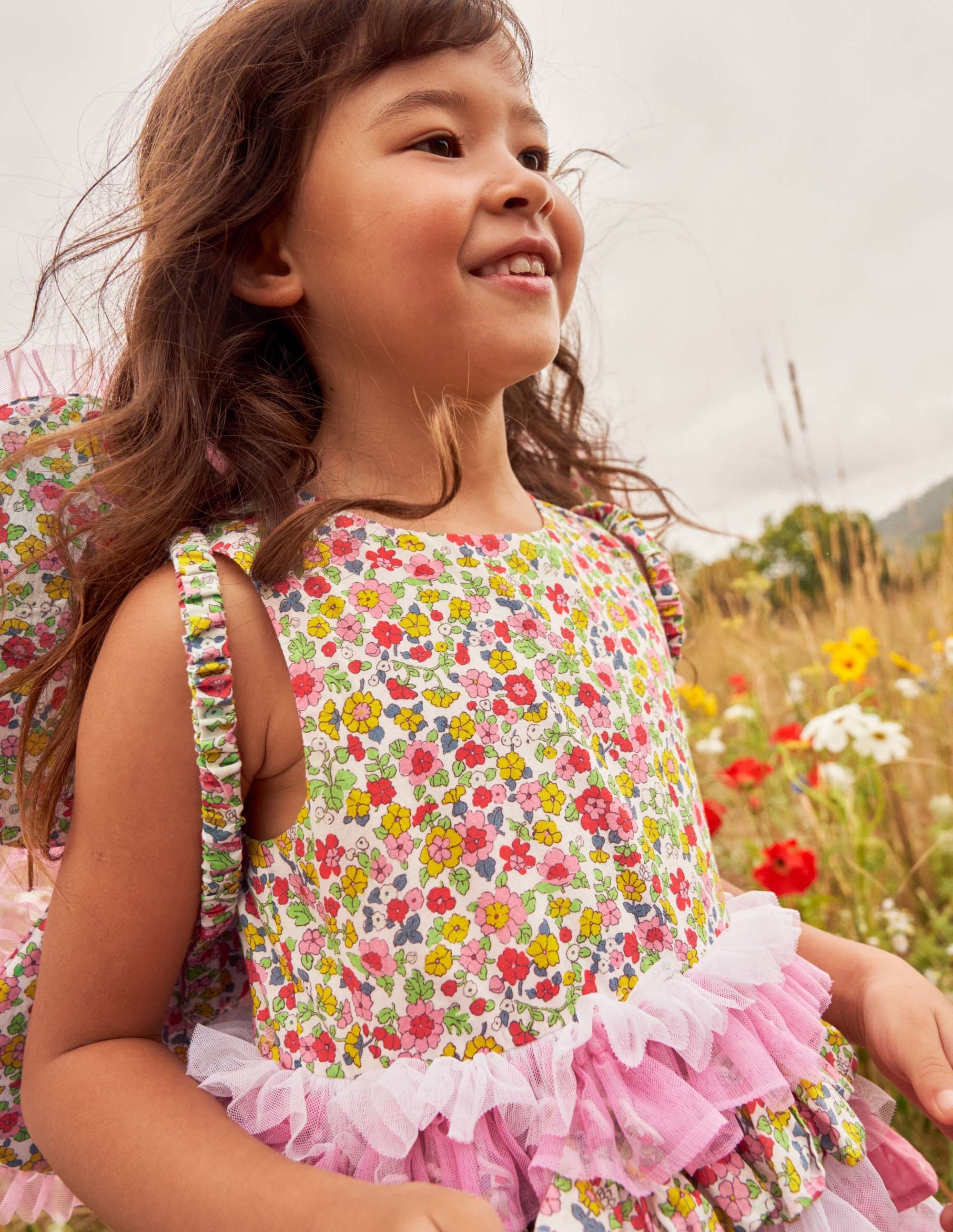 Tulle Ruffle Dress-Formica / Ivory Ditsy Floral - Image 9
