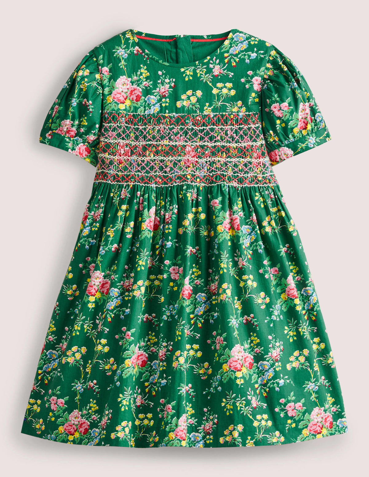 Smocked Dress-Shady Glade Green Floral-1