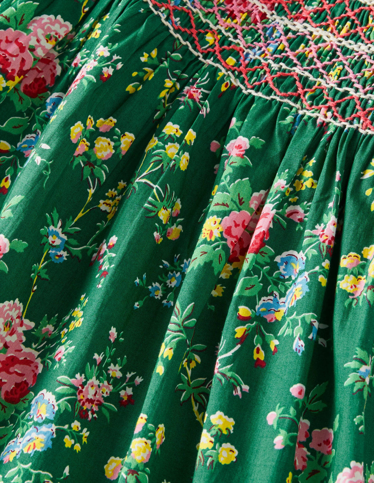 Smocked Dress-Shady Glade Green Floral-3