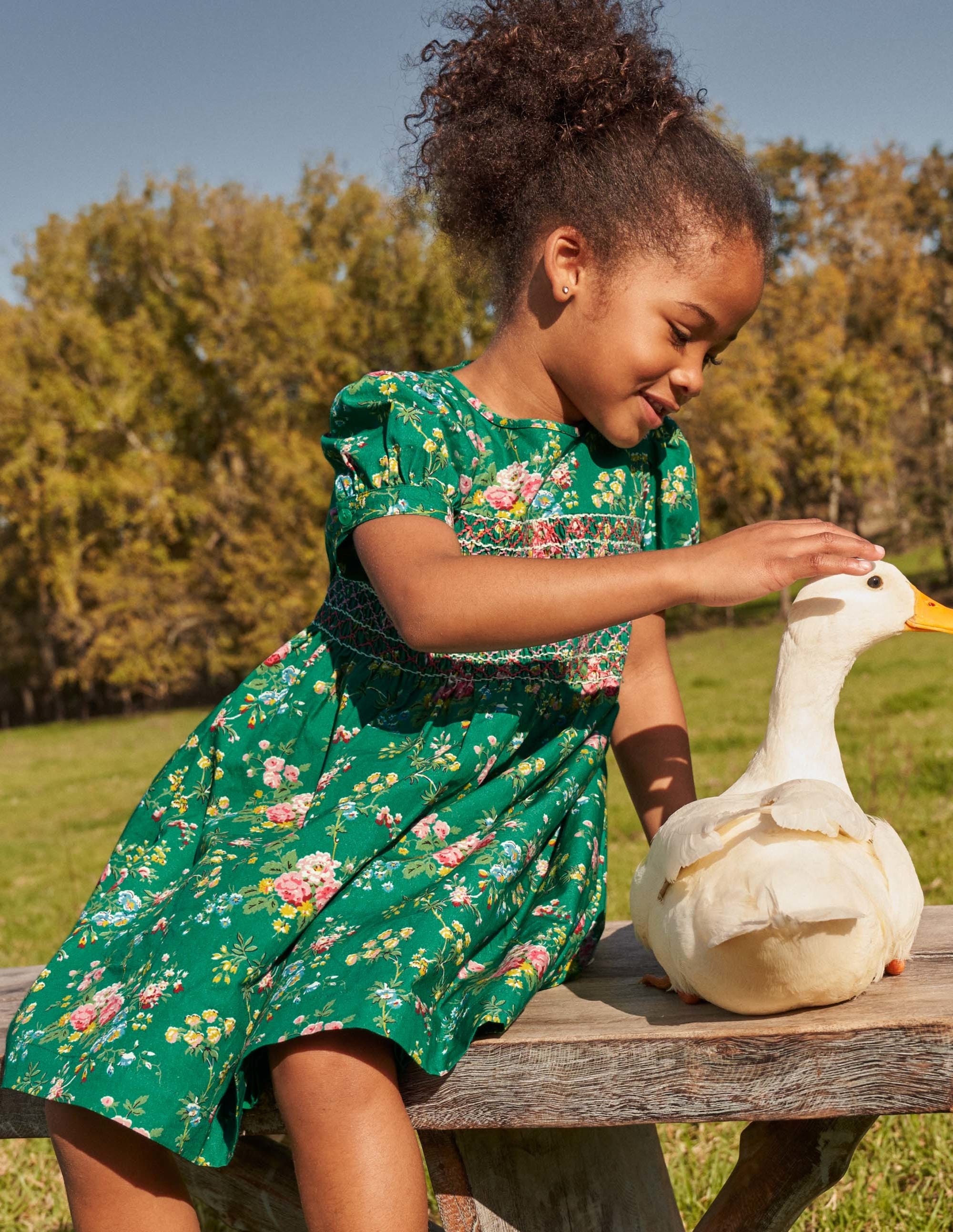 Smocked Dress-Shady Glade Green Floral - Image 5