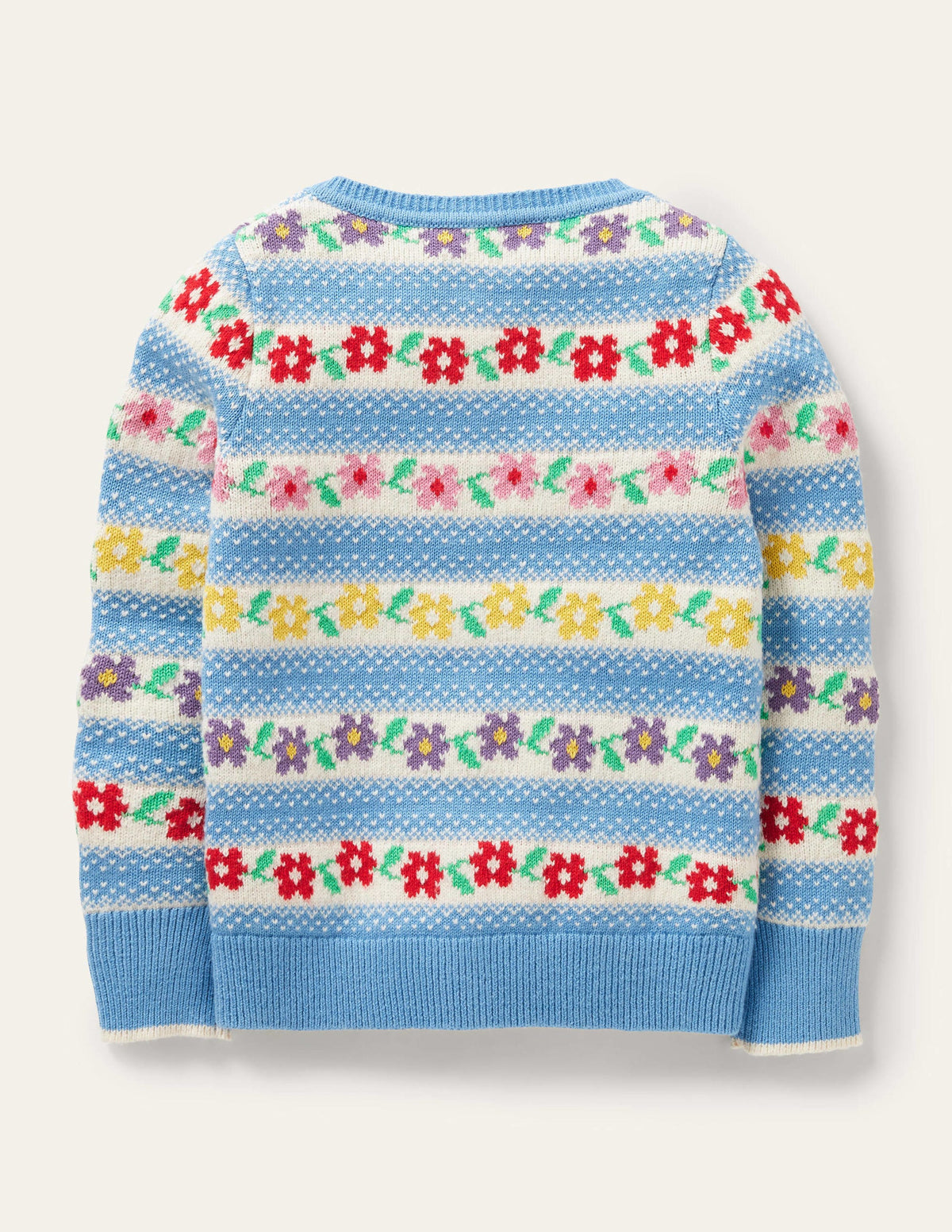 Blue Floral Fair Isle Cardigan-Blue Flower Fair Isle-2