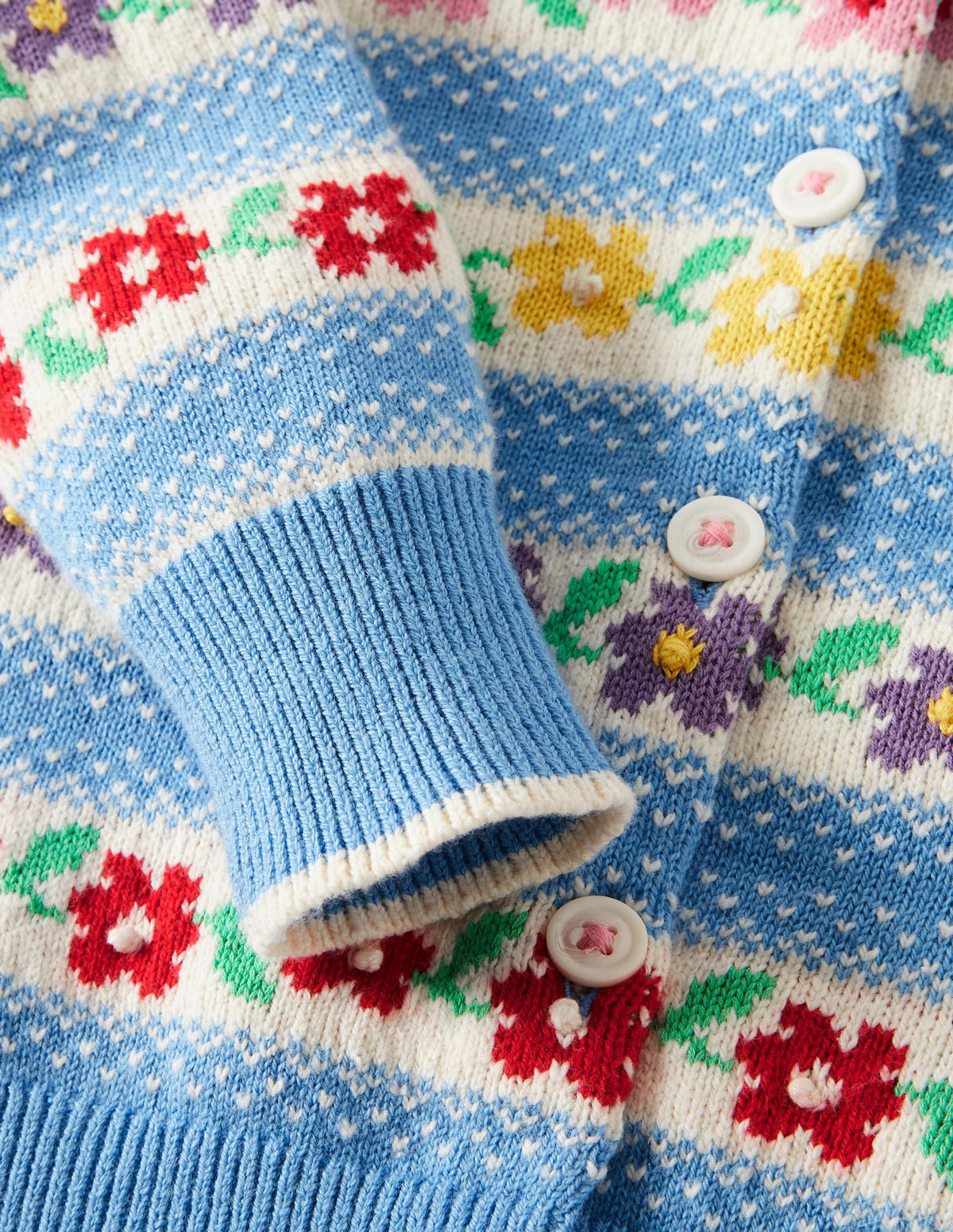 Blue Floral Fair Isle Cardigan-Blue Flower Fair Isle-3