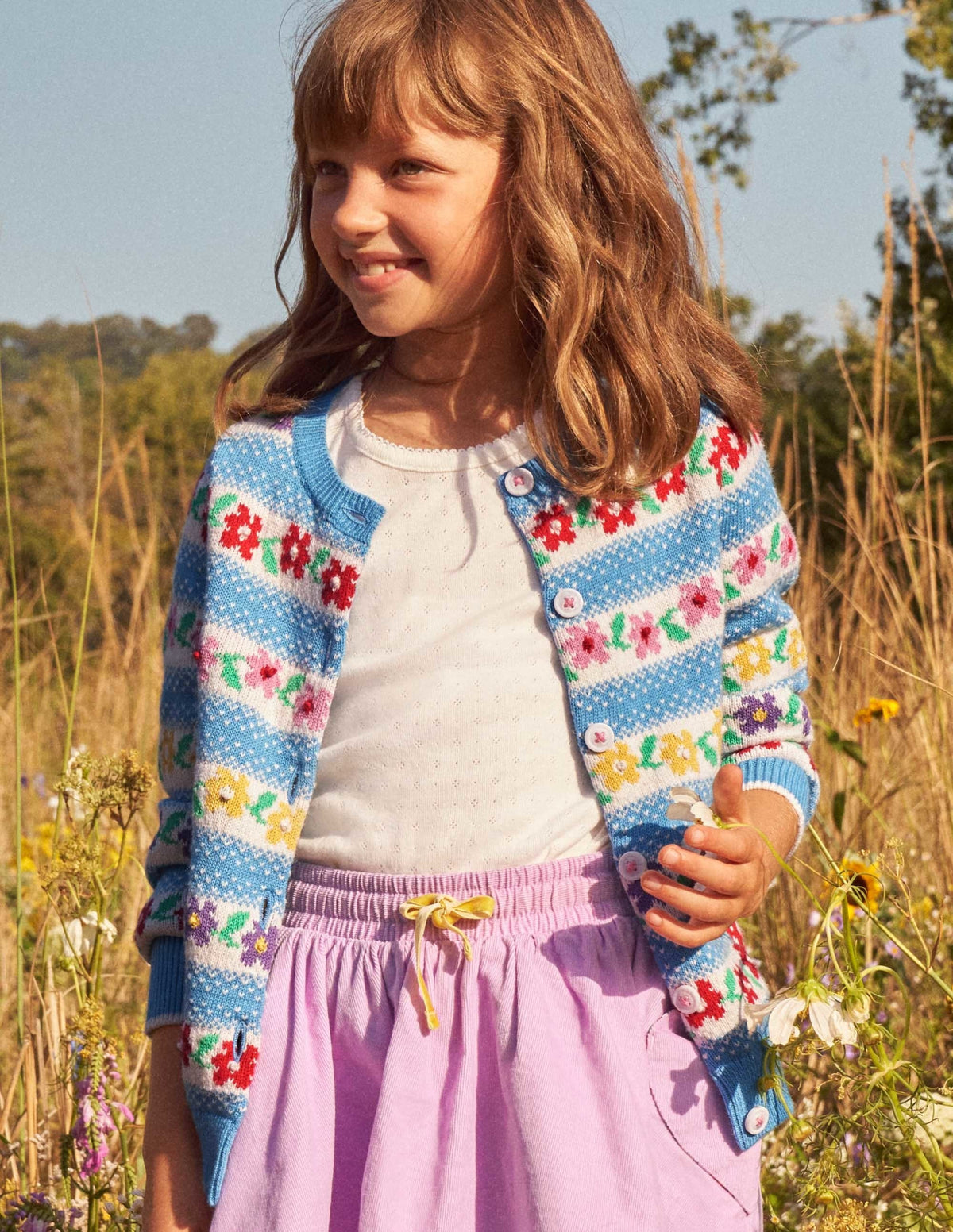 Blue Floral Fair Isle Cardigan-Blue Flower Fair Isle-7